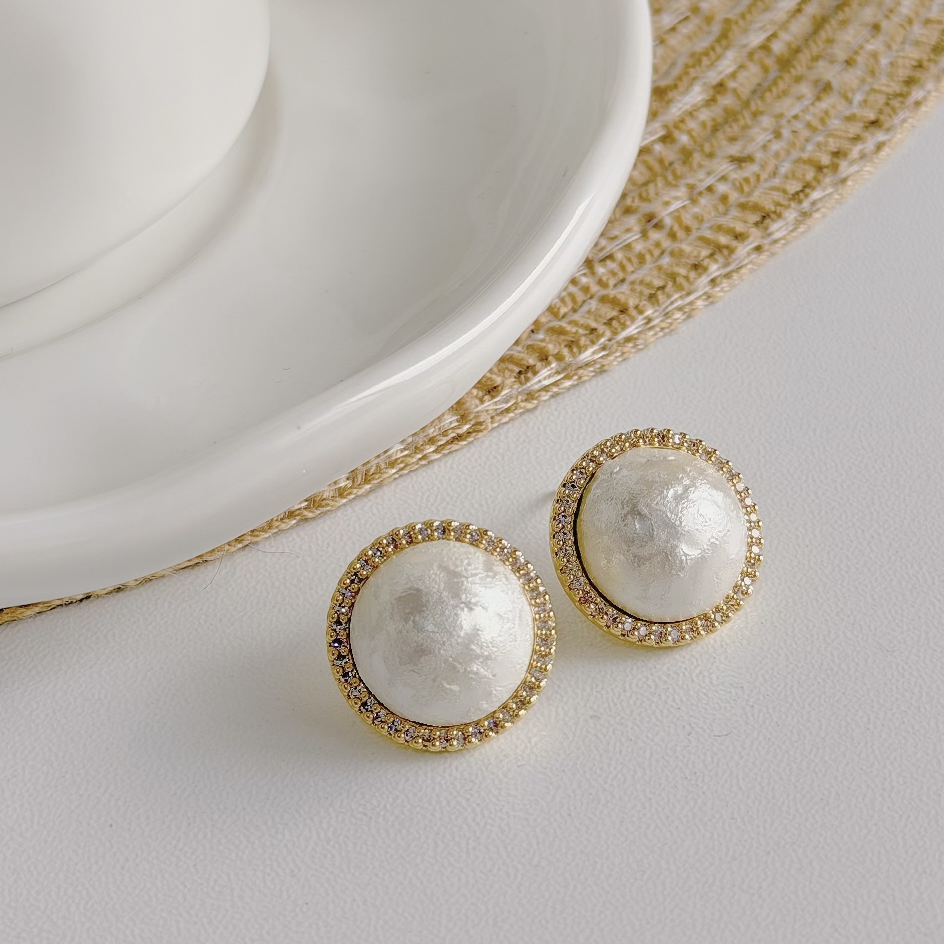 A279排鑽棉花珍珠耳針