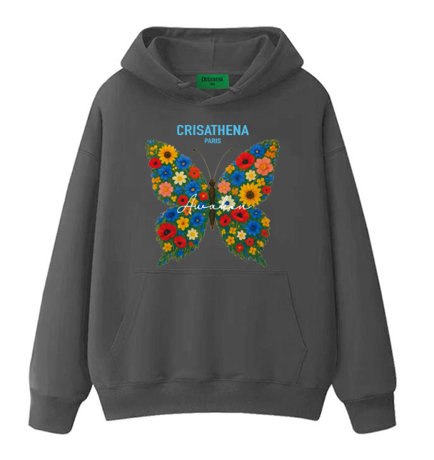 C66 Crisathena Crisathena 蝴蝶連帽圍衣 - 灰色 GREY