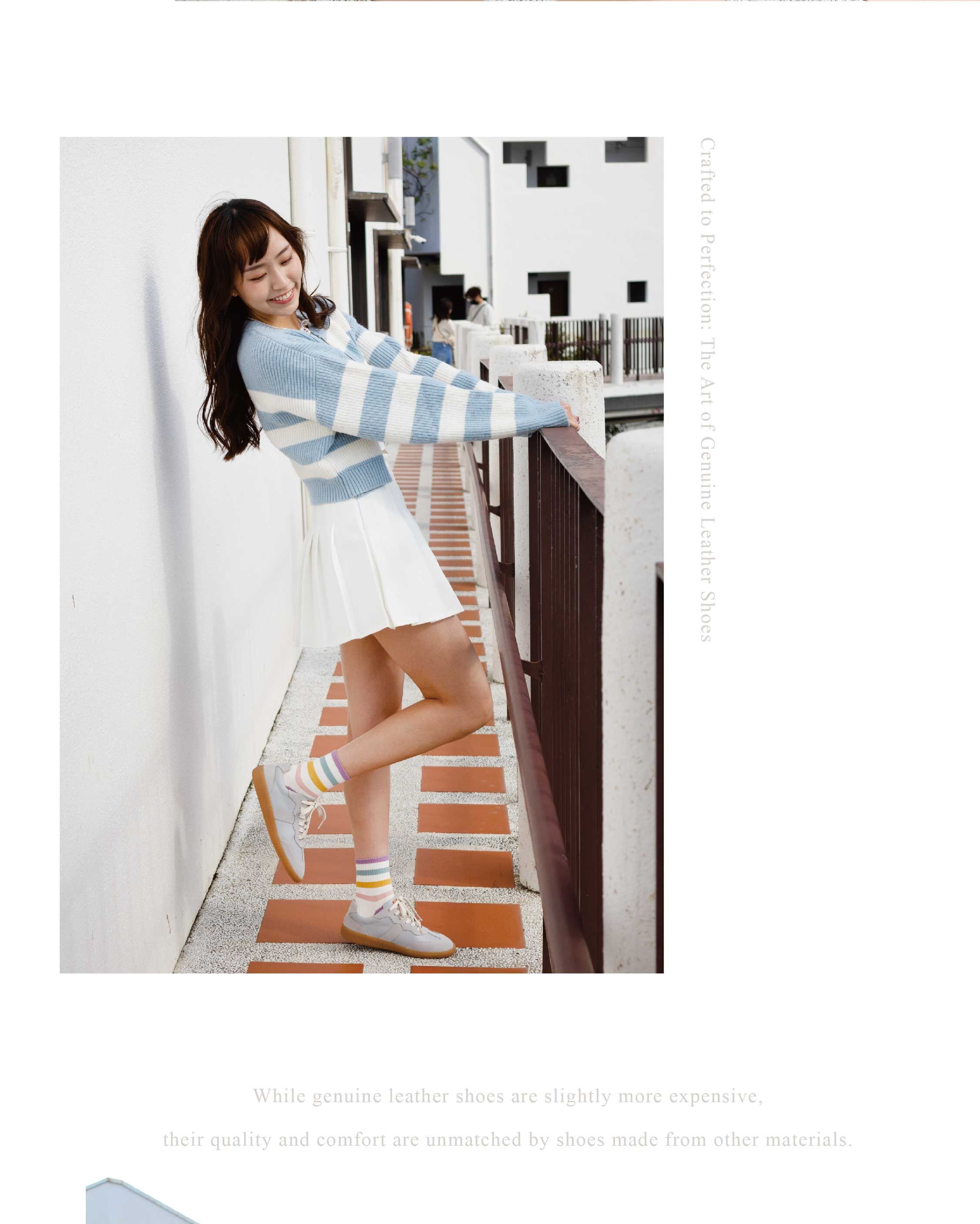 Sanly Joy 艾蜜莉真皮德訓鞋 天空藍復古德訓鞋清新穿搭