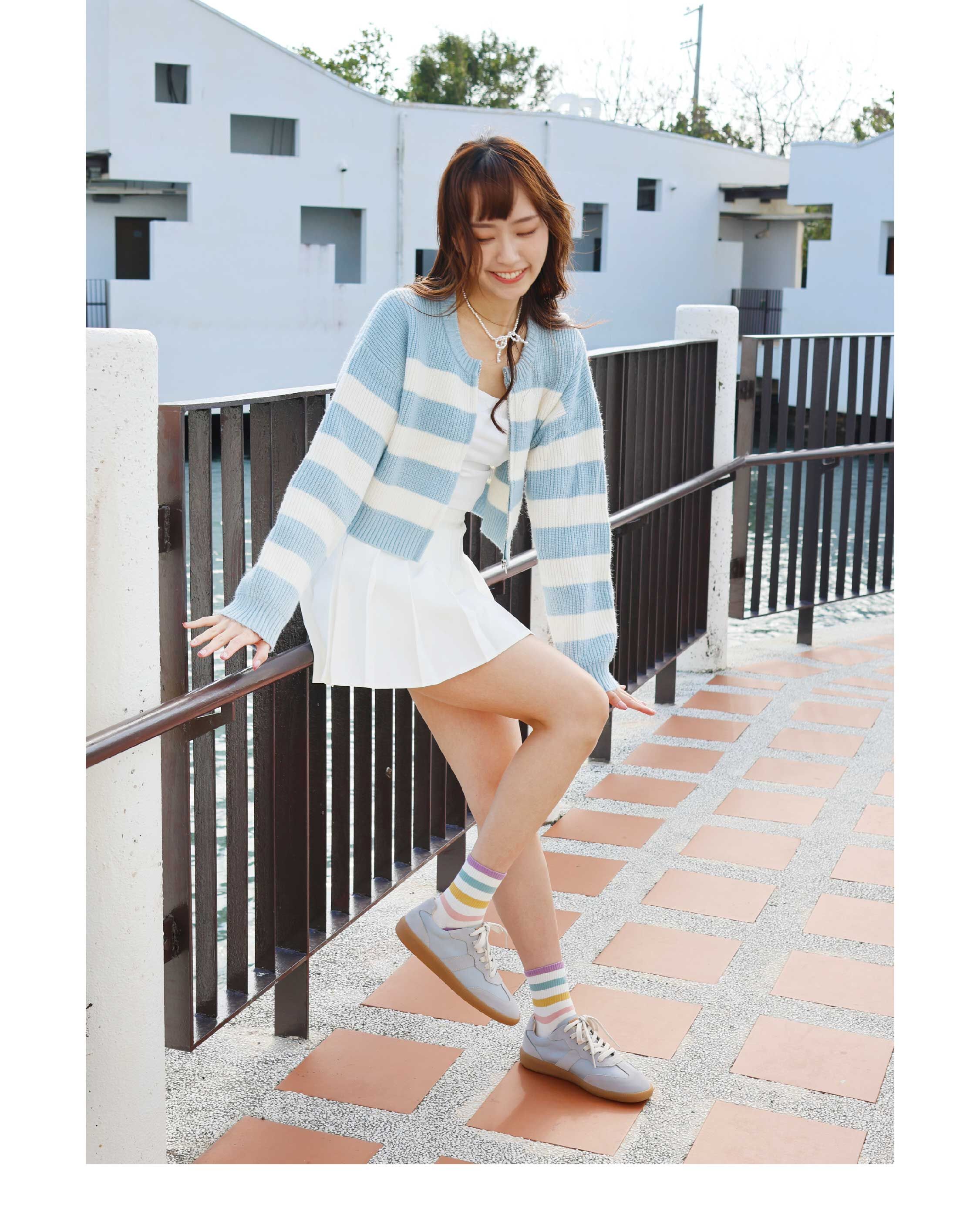 Sanly Joy 艾蜜莉真皮德訓鞋 天空藍真皮德訓鞋日常休閒穿搭