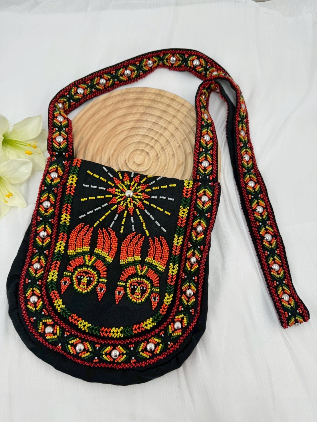 黑No.19珠繡肩背包寬22深24長120