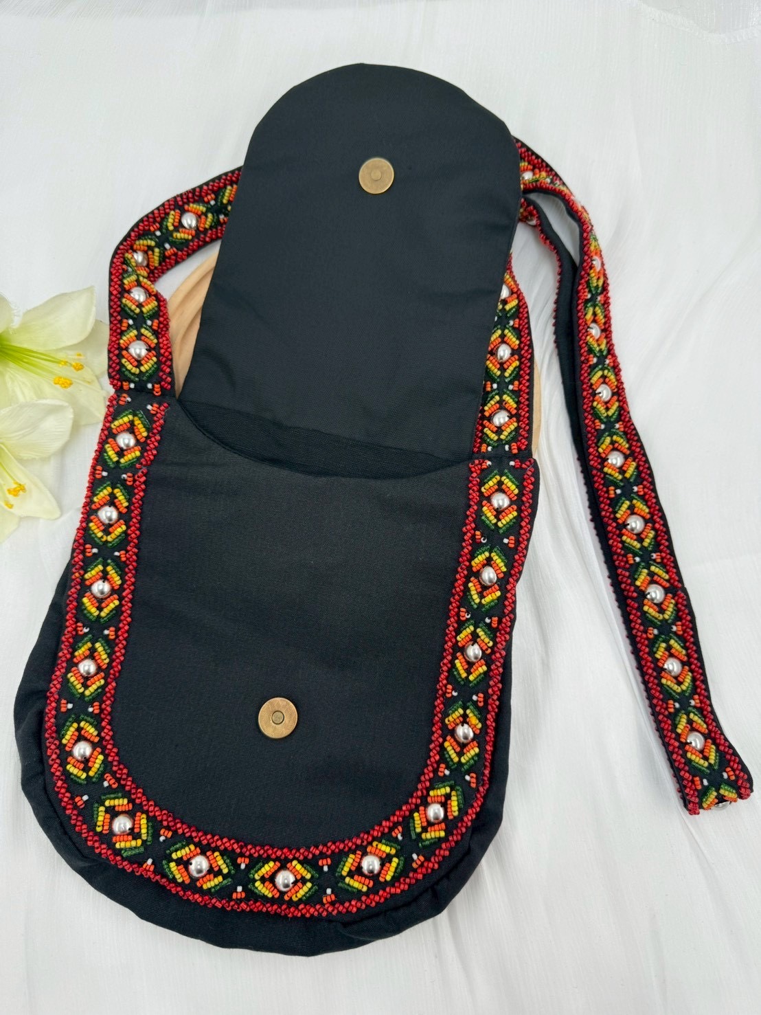 黑No.19珠繡肩背包寬22深24長120