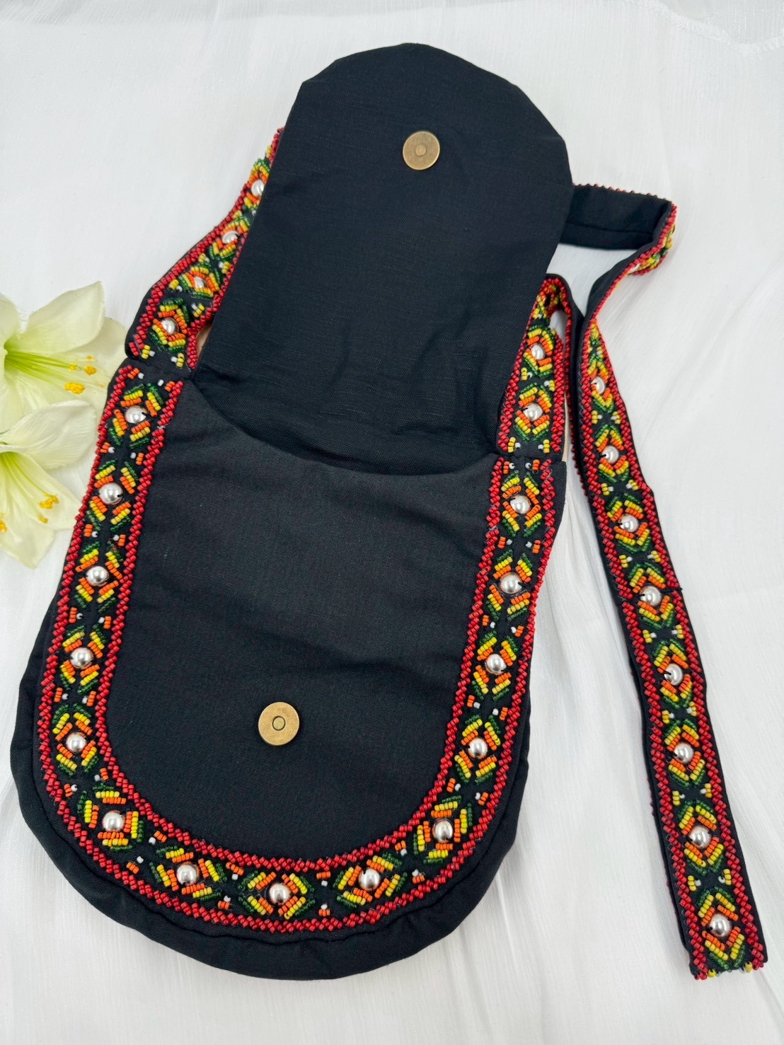 黑No.20珠繡肩背包寬22深24長120