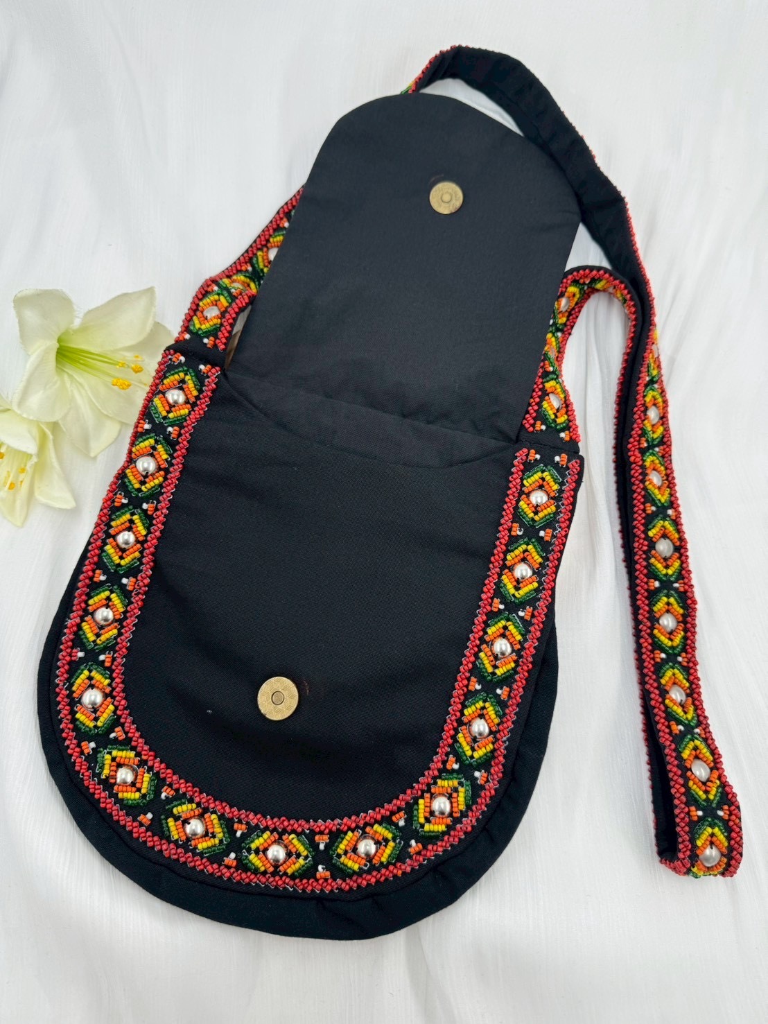 黑No.21珠繡肩背包寬22深24長120