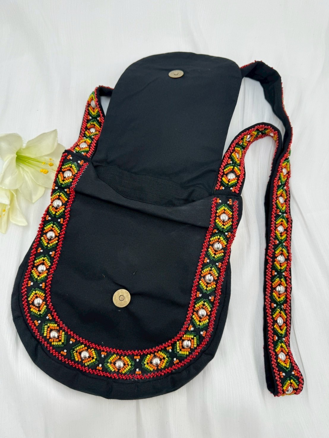 黑No.22珠繡肩背包寬22深24長120