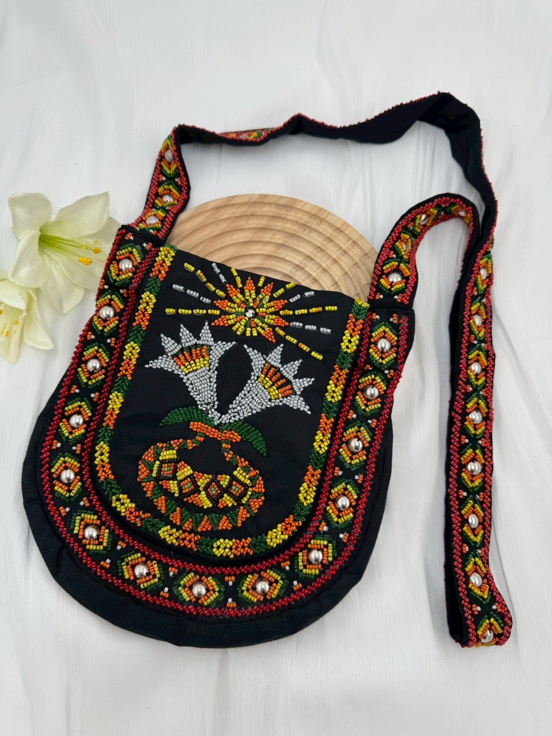 黑No.22珠繡肩背包寬22深24長120