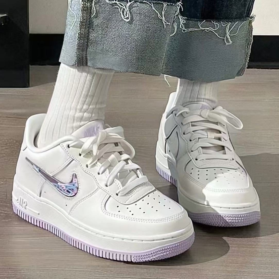 <國外限定> NIKE Air Force 1 奶油紫 透明流沙勾勾 女鞋