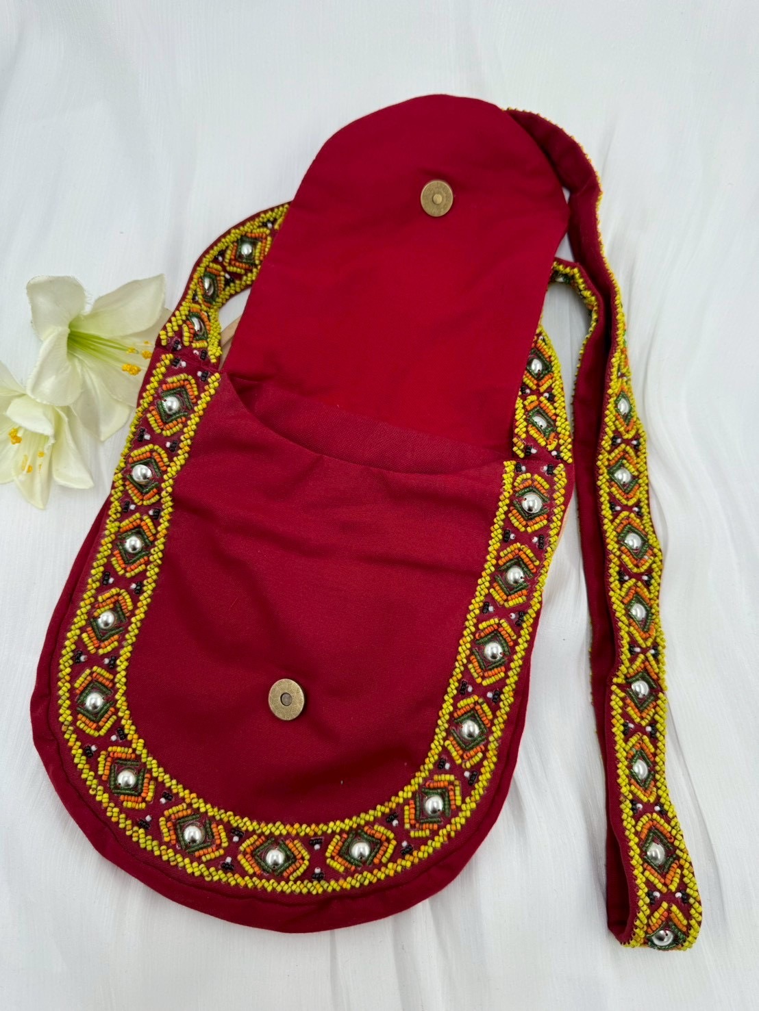 紅No.14珠繡肩背包寬22深24長120