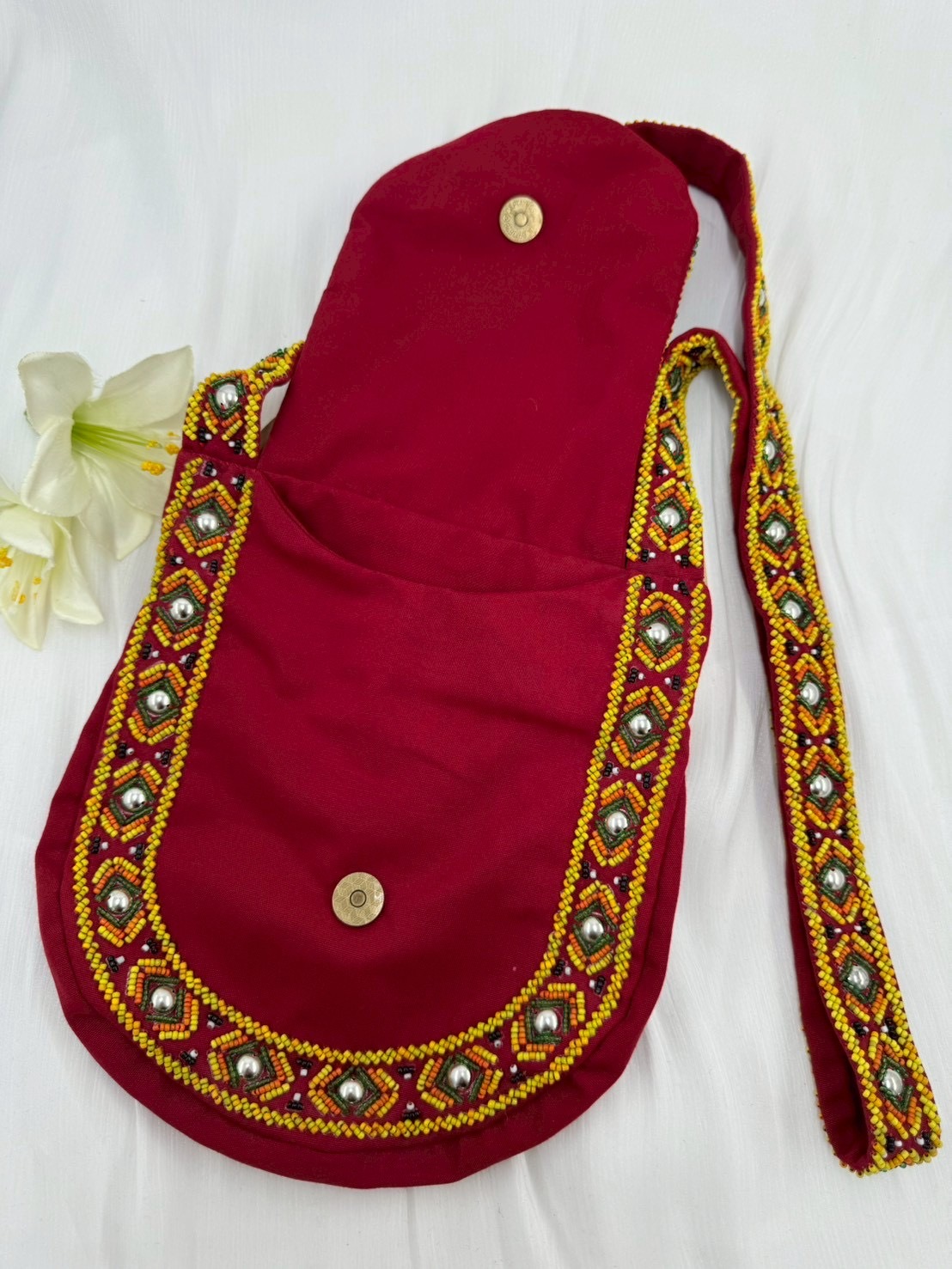 紅No.15珠繡肩背包寬22深24長120