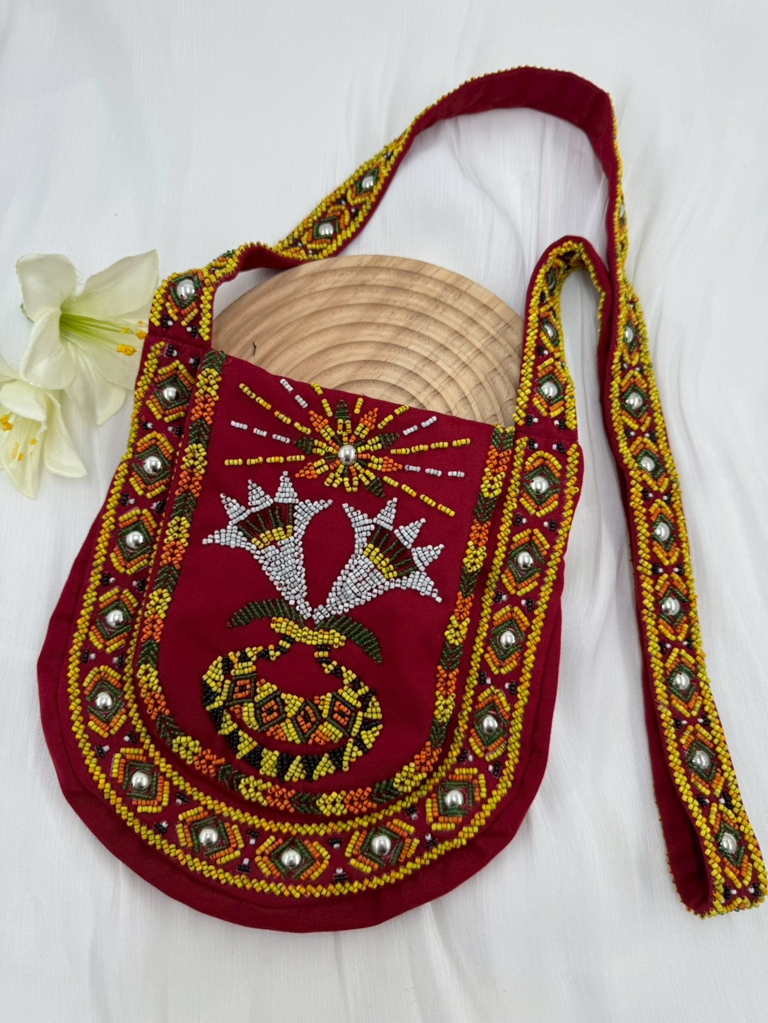 紅No.15珠繡肩背包寬22深24長120