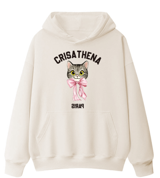 C70 Crisathena 貓咪連帽圍衣 - 米白色 Off-White
