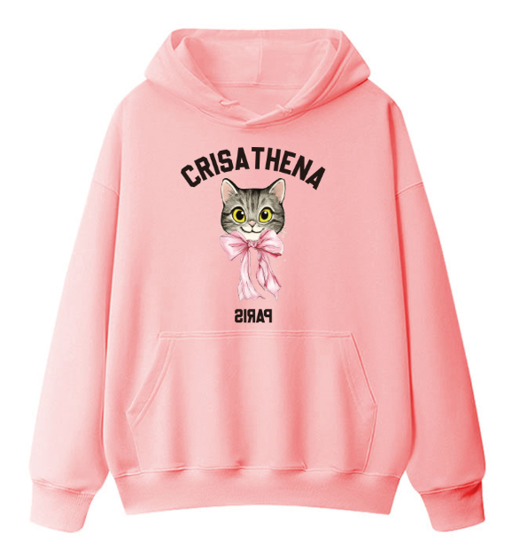 C72 Crisathena 貓咪連帽圍衣 -粉紅色 PINK
