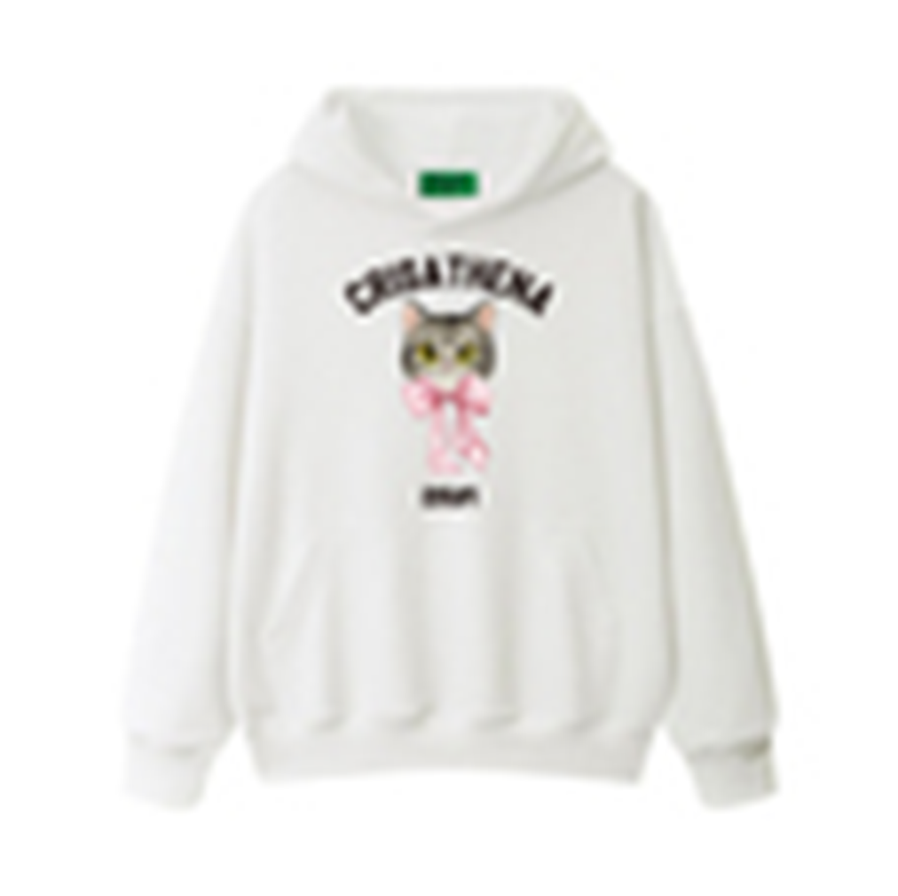 C73 Crisathena 貓咪連帽圍衣 -白色 WHITE
