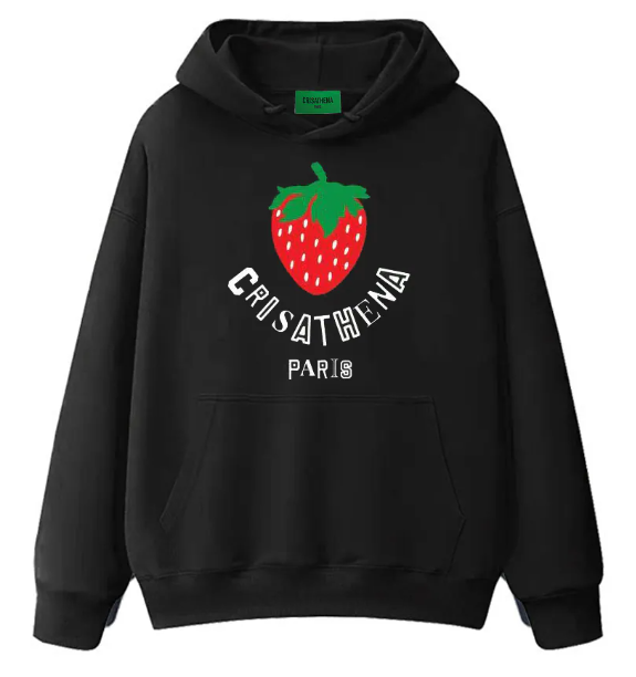 C79 Crisathena 草莓連帽圍衣 -黑色 BLACK