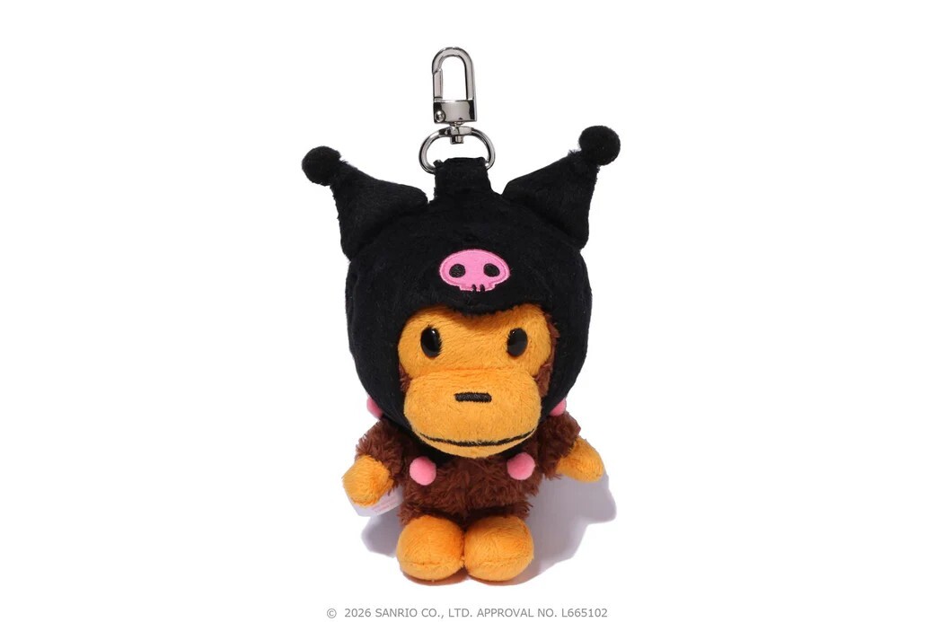-(C014)-A BATHING APE X SANRIO BABY MILO PLUSH DOLL KEYCHAIN KUROMI HELLO KITTY 三麗鷗 凱蒂貓 酷洛米 鑰匙圈