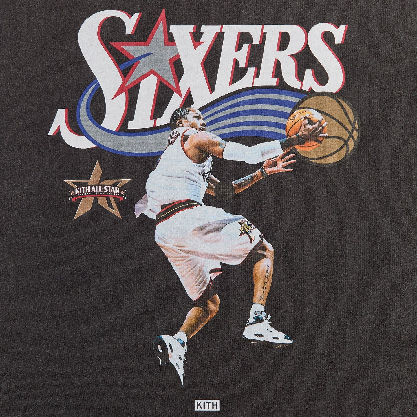 2026SS Kith for NBA All-Star Philadelphia 76ers Allen Iverson Vintage Tee 76人隊 水洗 短T 現貨 KHM034945-001