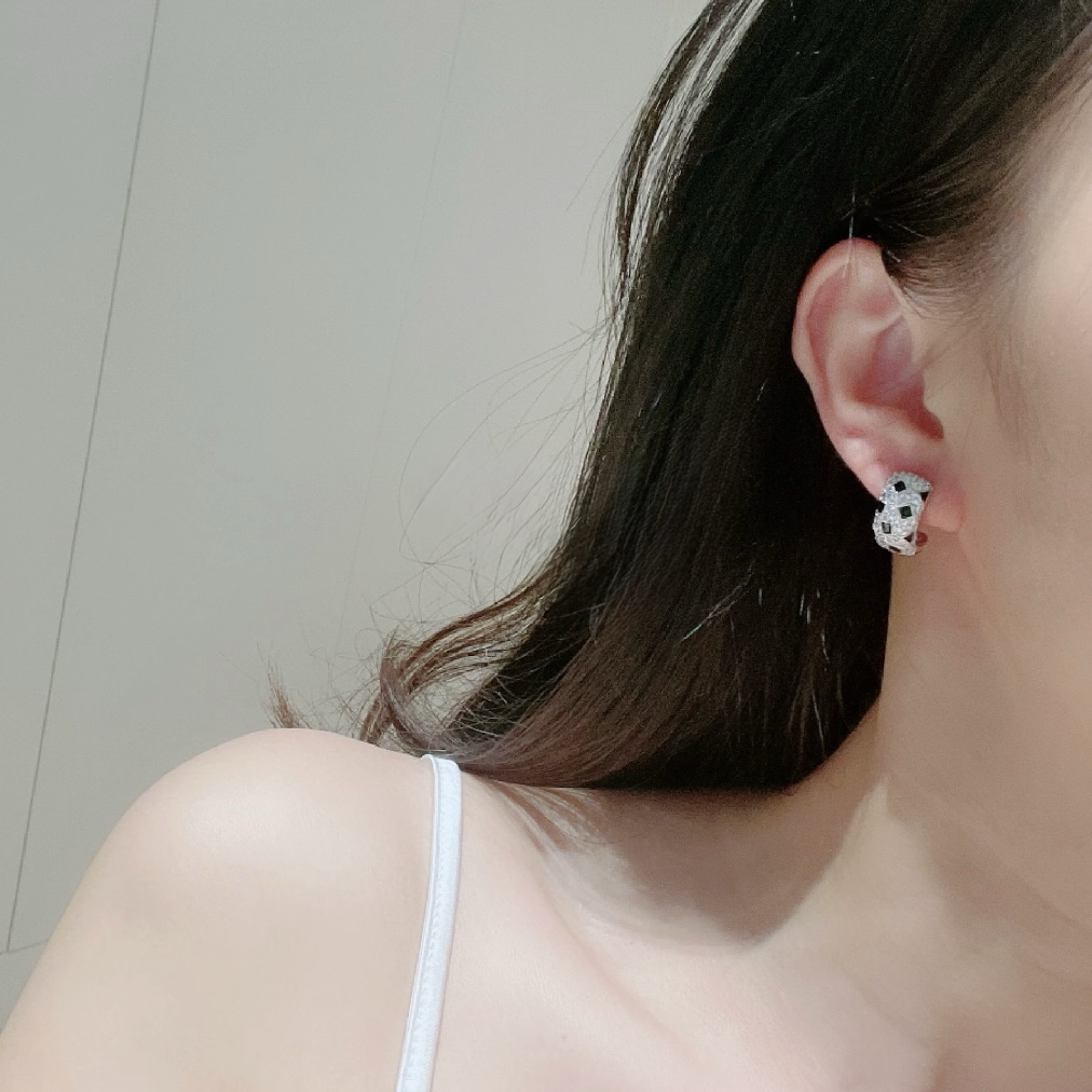 18k”ct Panthère滿鑽豹紋定高奢製耳釘