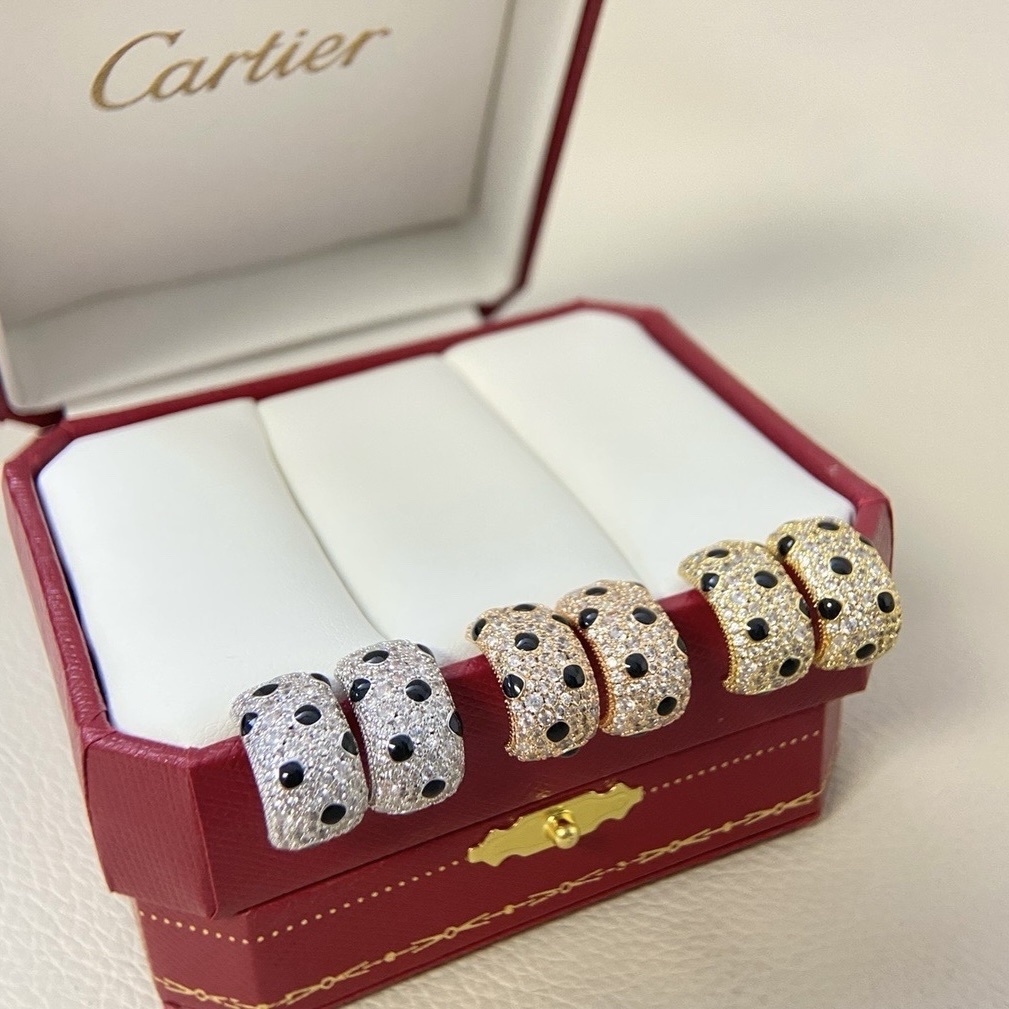 18k”ct Panthère滿鑽豹紋定高奢製耳釘