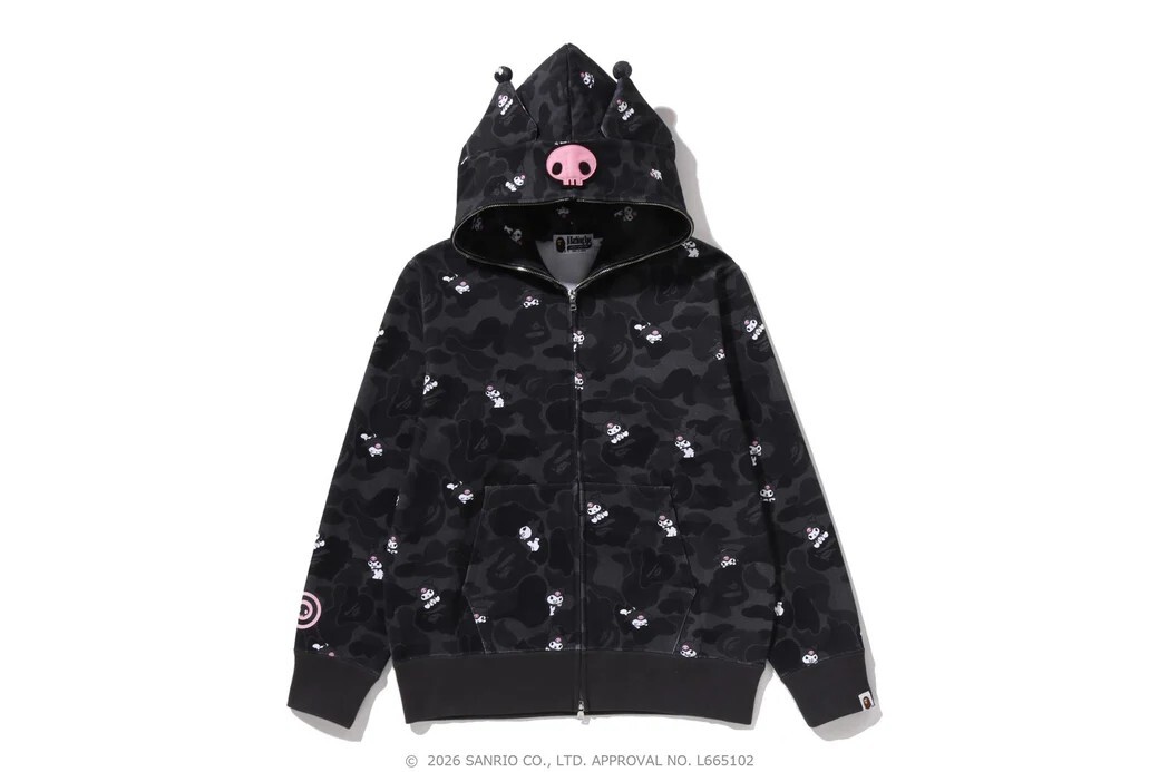 A BATHING APE X SANRIO BABY MILO CAMO FULL ZIP HOODIE KUROMI HELLO KITTY 聯名 連帽外套 三麗鷗 凱蒂貓 酷洛米-1M23215