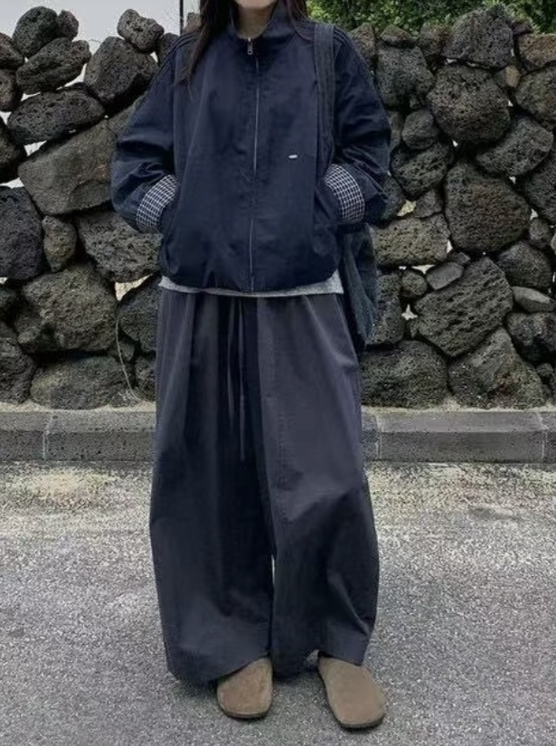 格子反折袖刷刷布外套