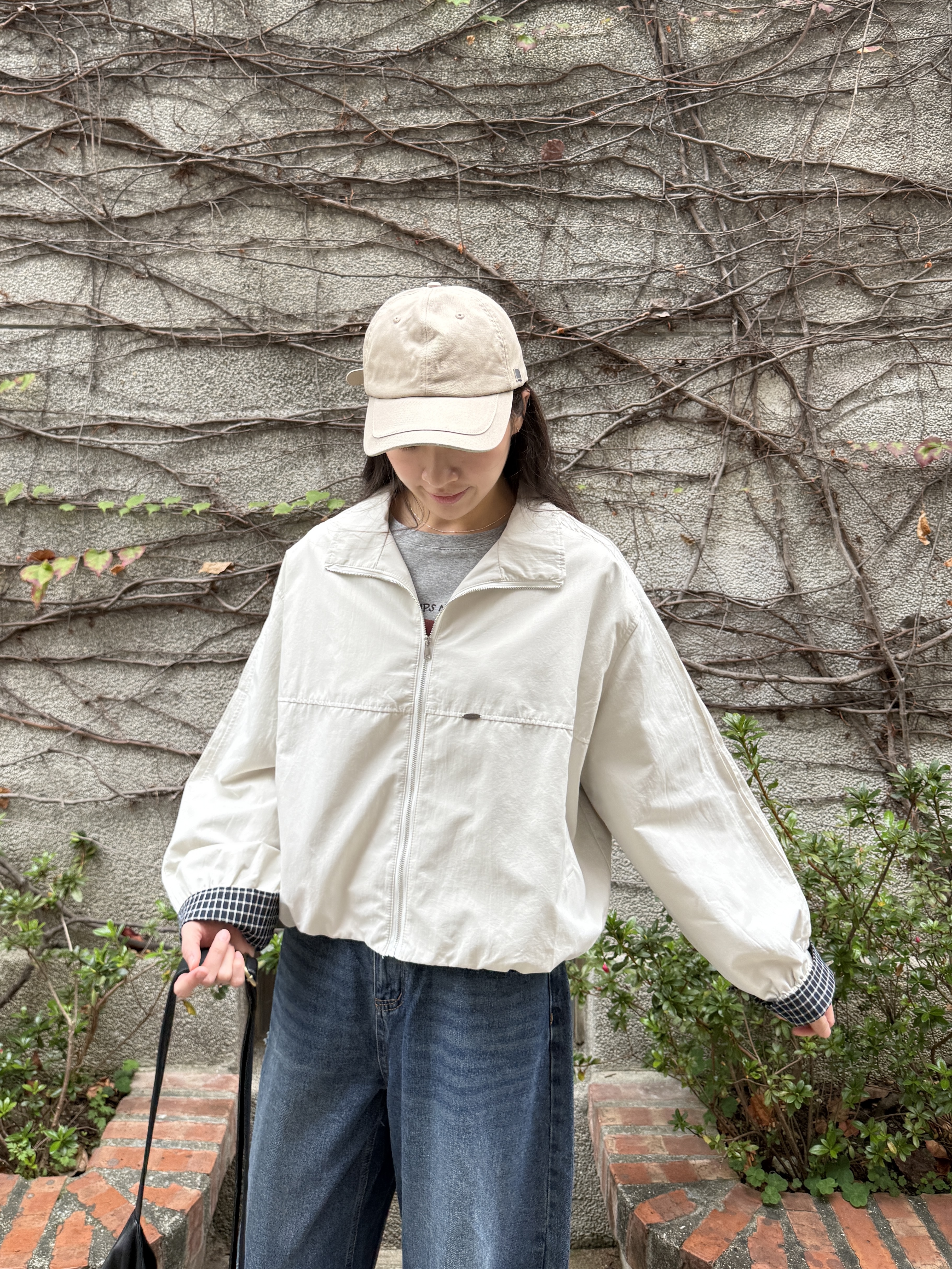 格子反折袖刷刷布外套*2色