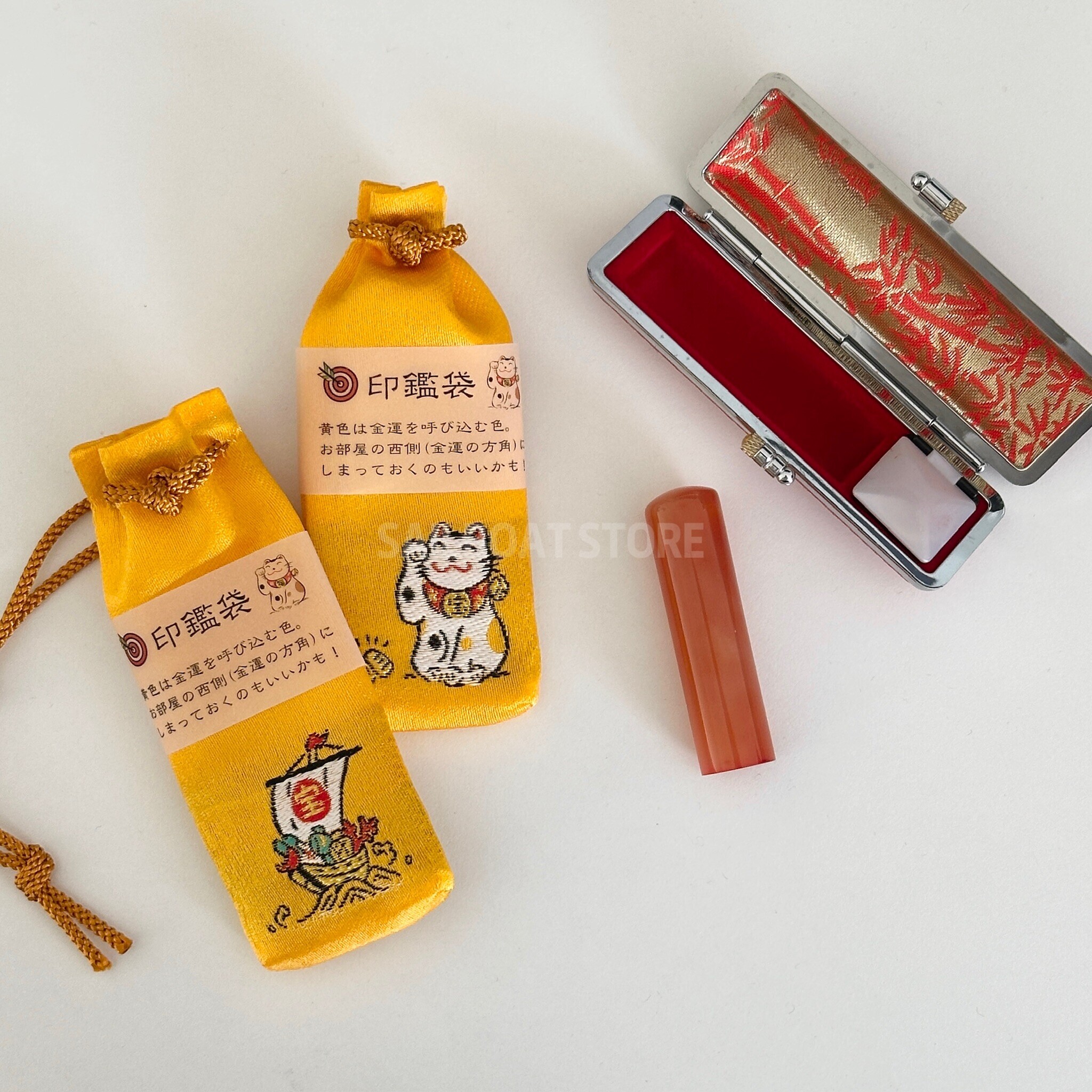#現貨 🇯🇵日本 白崎八幡宮 金運 開運 招財貓 寶船 印章收納御守 印鑑袋