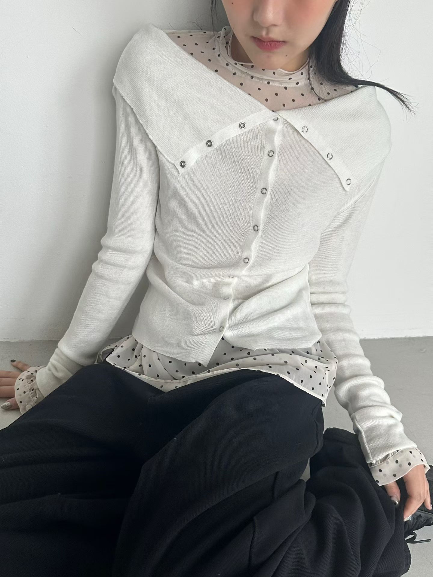棉質排釦造型上衣