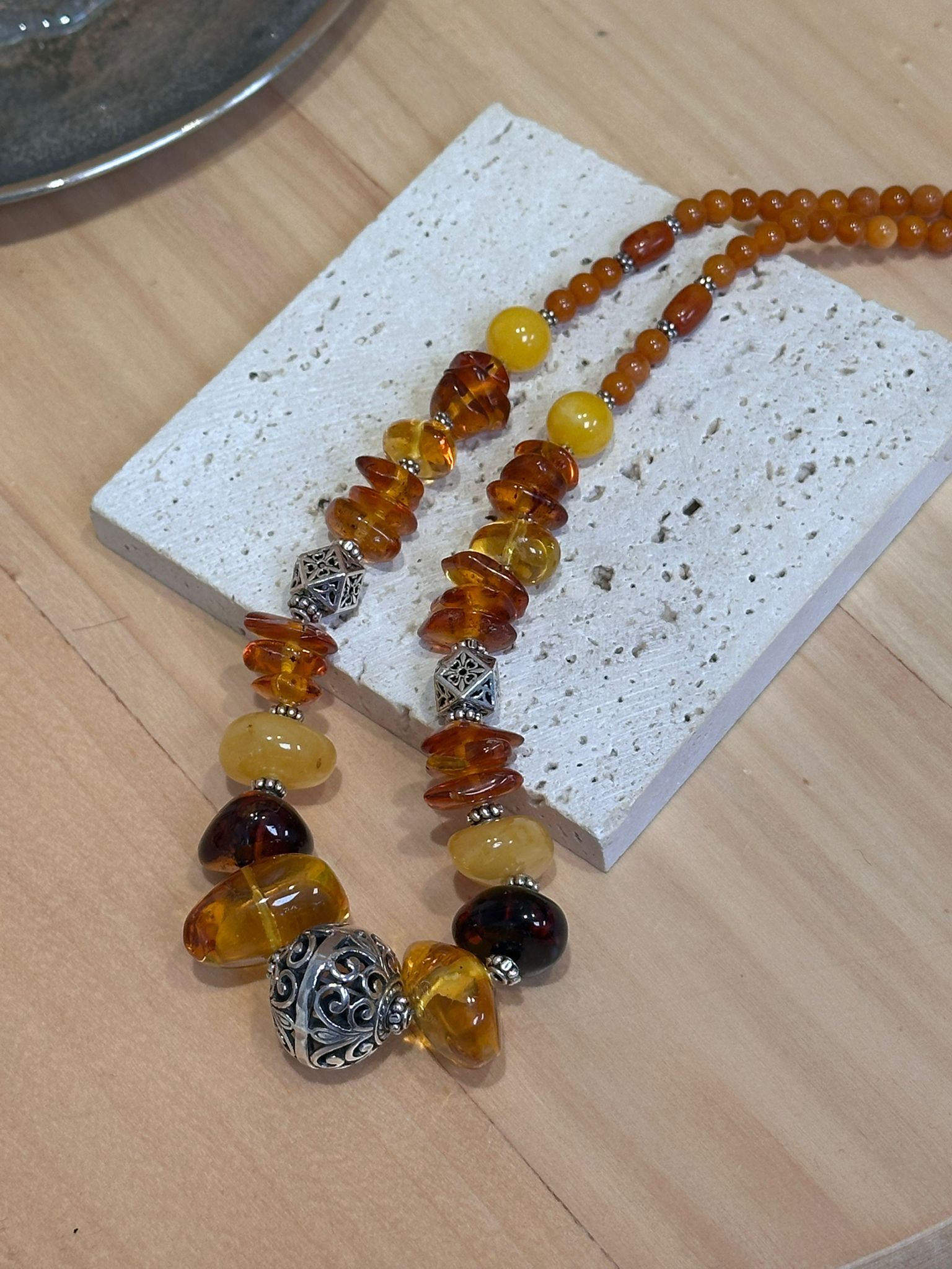 SL13214/全人手製老料蜜蠟琥珀安神頸鏈42g