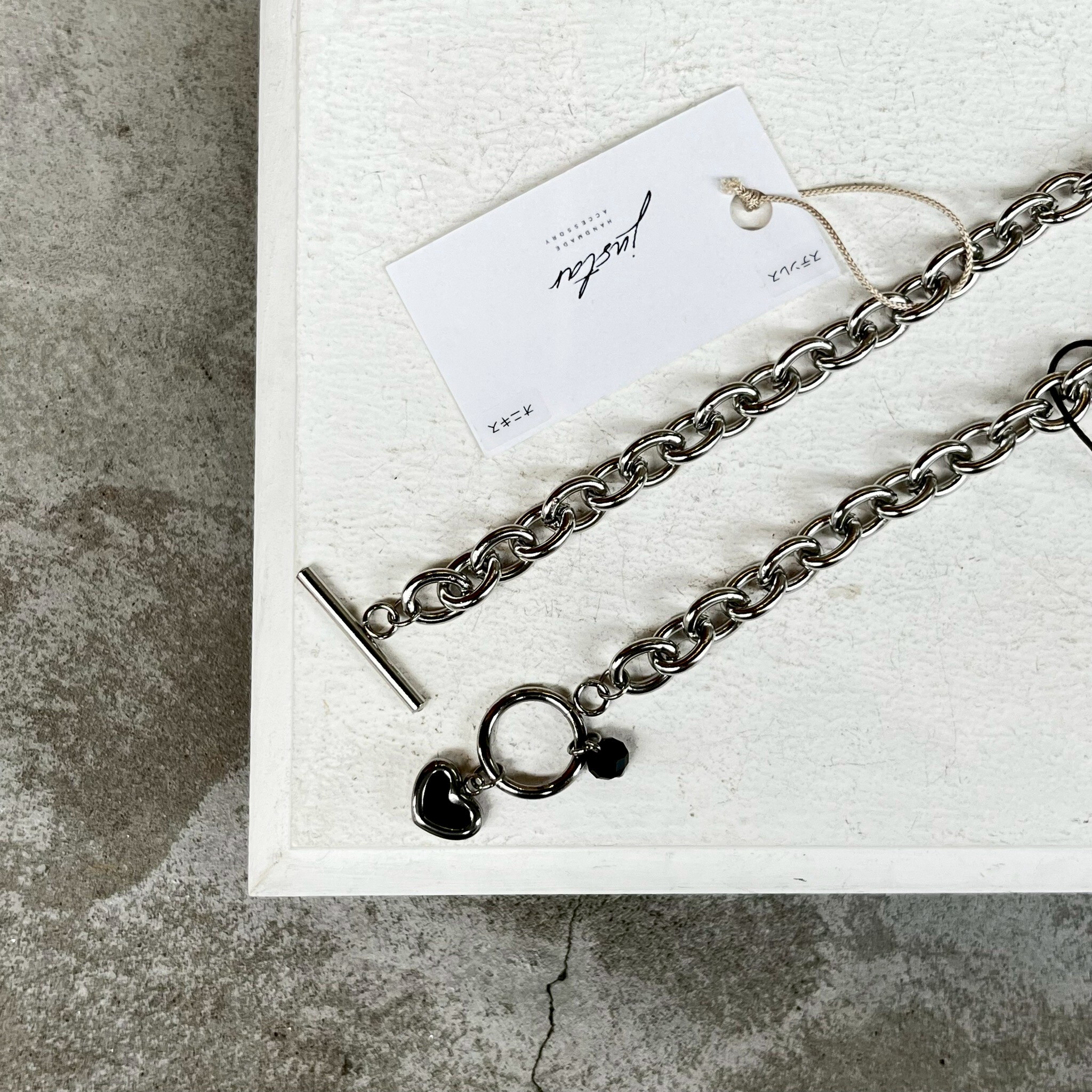 [justar] heart/onyx bracelet|銀|NO.106