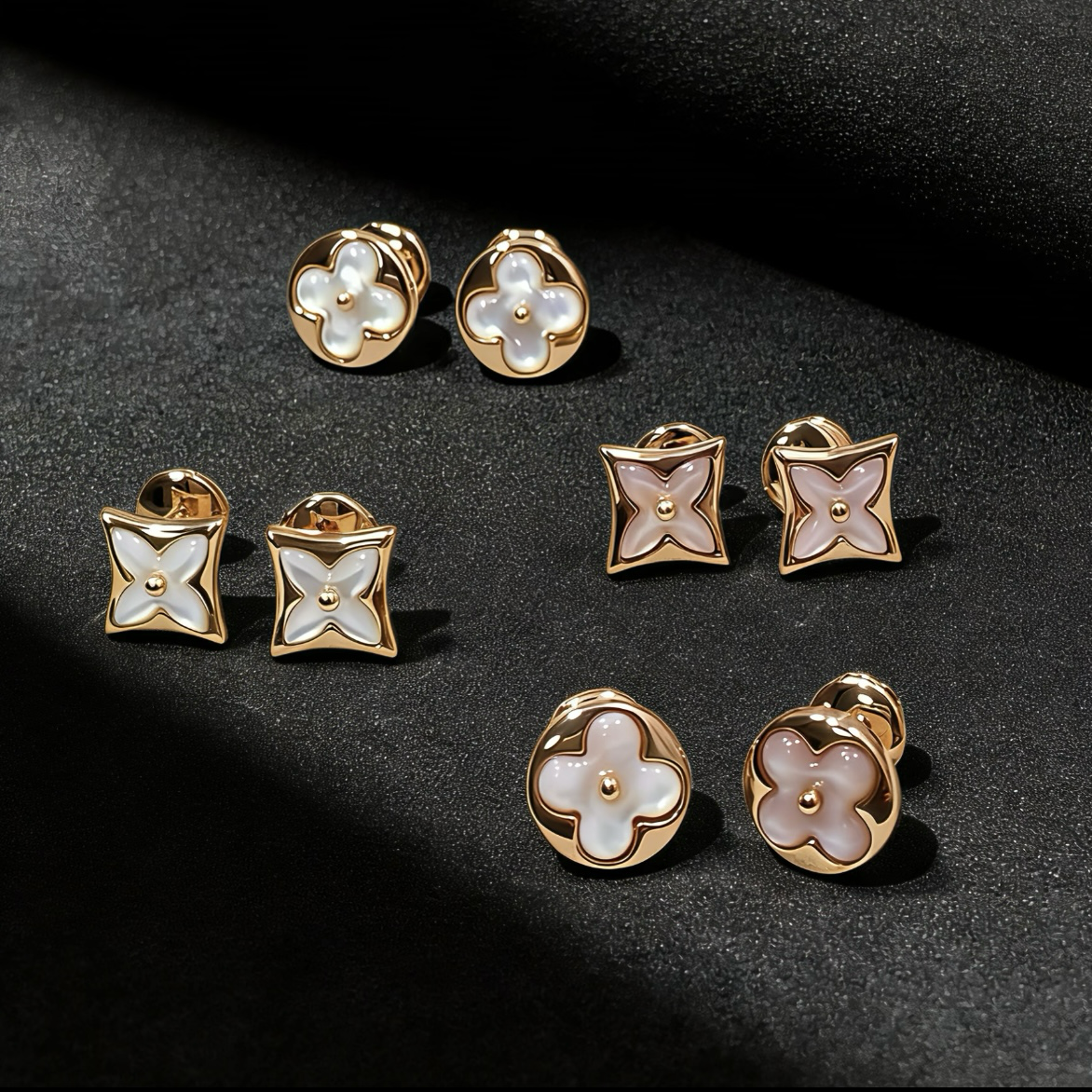 18k lv”紅粉白玉貝經典老花/高奢定製單耳釘