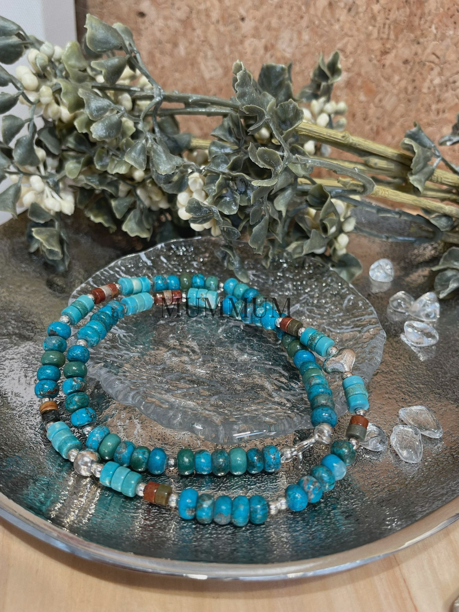 SL13217/復古串珠小愛心頸鏈