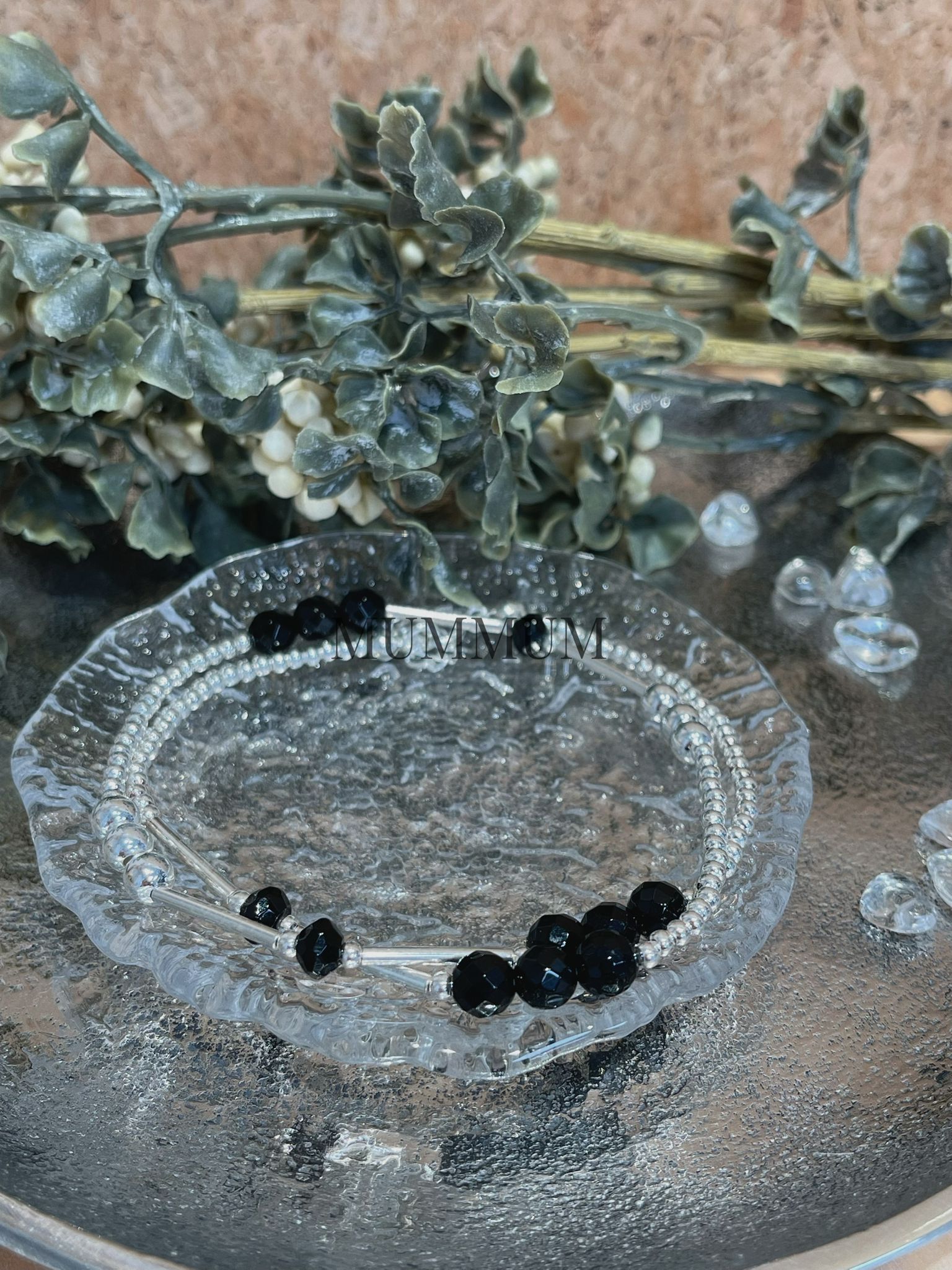 SL13218/黑瑪瑙自然拼珠珠頸鏈