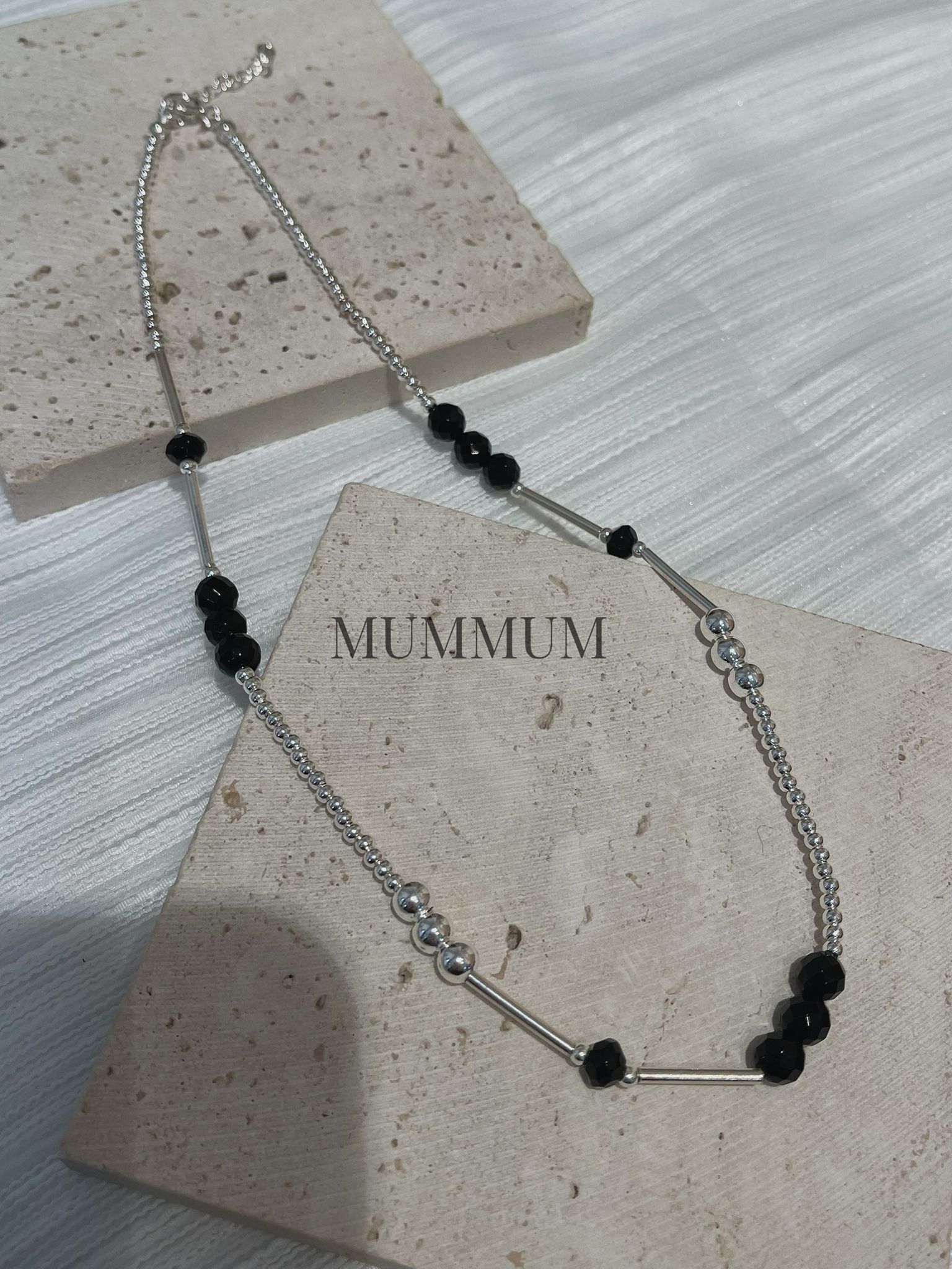 SL13218/黑瑪瑙自然拼珠珠頸鏈