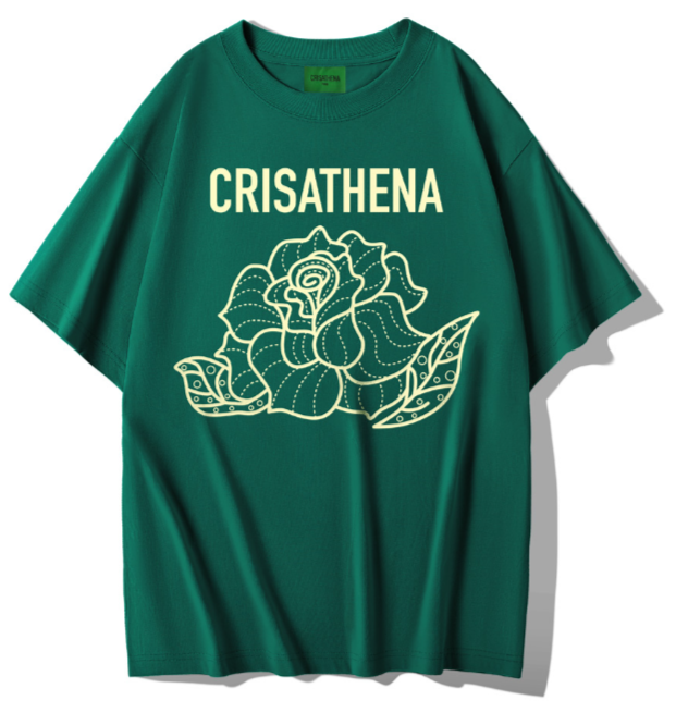 C89 Crisathena 玫瑰 T 恤 - 深綠色 DARK GREEN