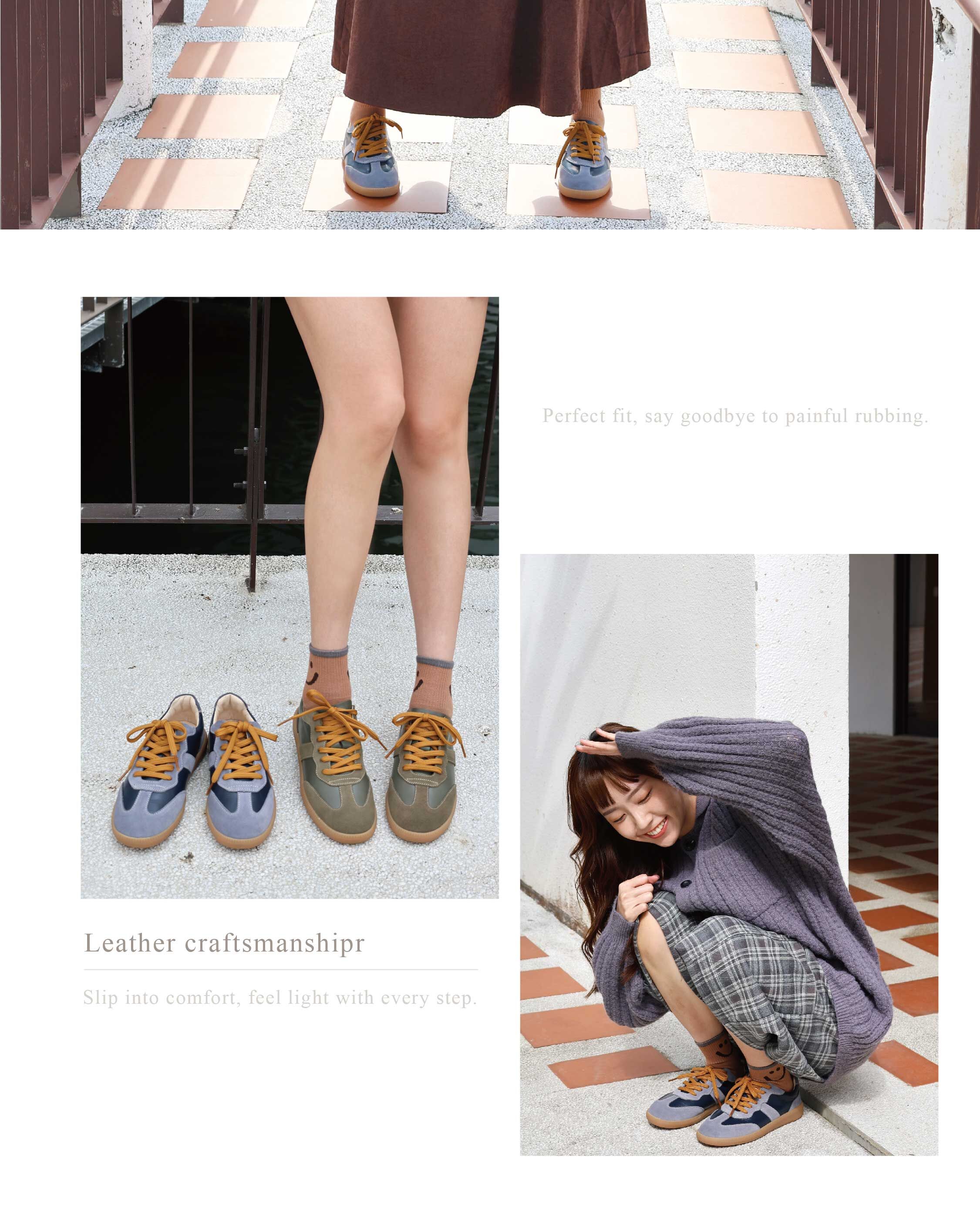 Sanly Joy 艾蜜莉真皮德訓鞋 海沫藍橄欖綠厚底德訓鞋日常搭配