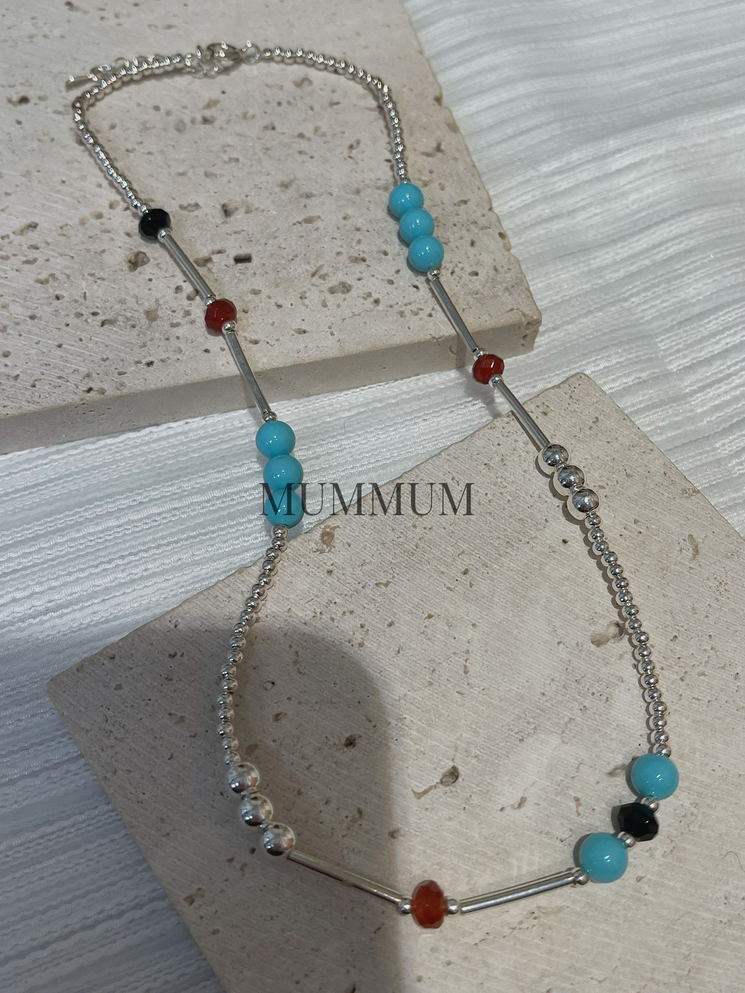 SL13219/三色珠自然拼接珠珠頸鏈