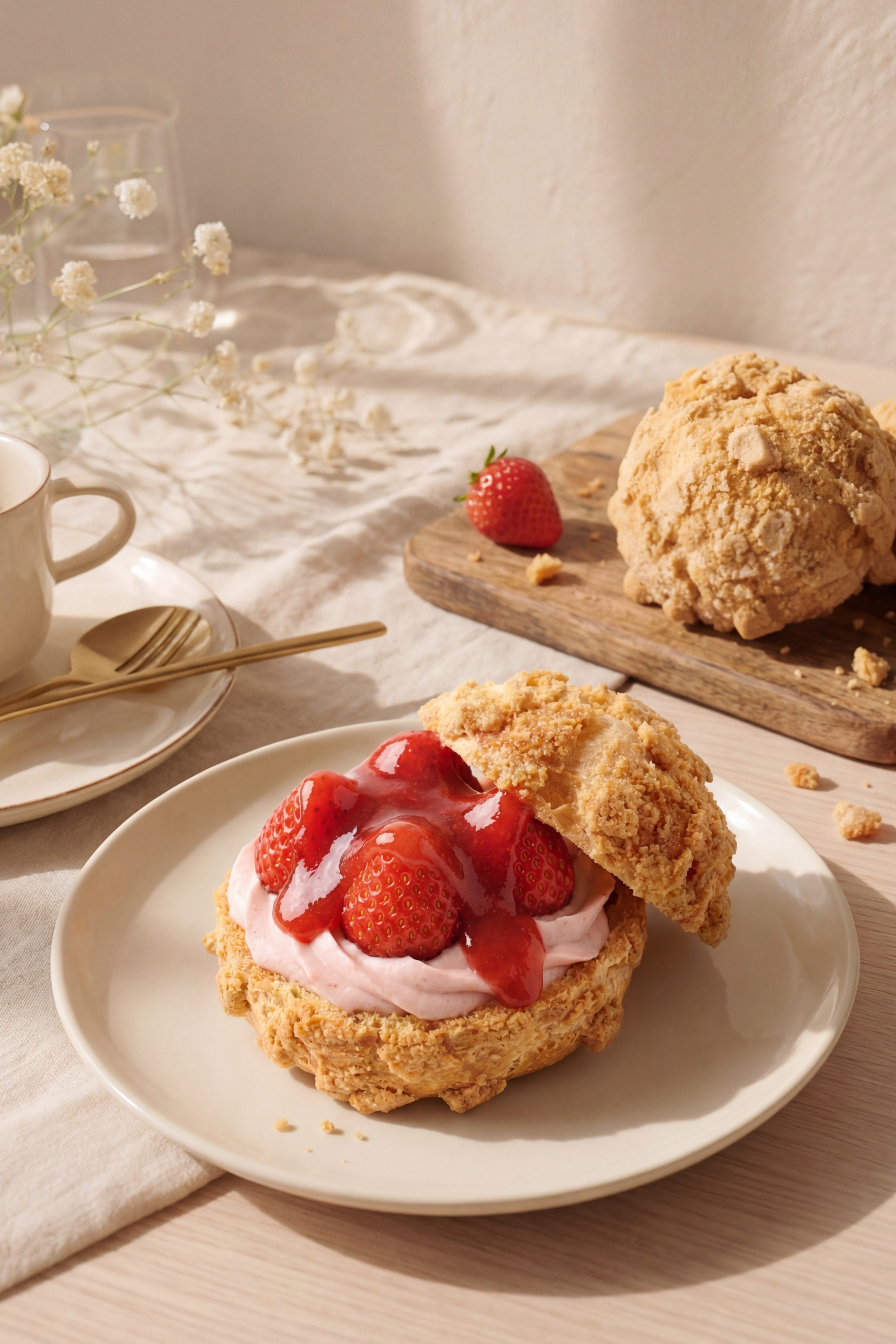 草莓香緹裂紋泡芙（泡芙可混搭30顆以上免運，無法和其他商品一起下單）