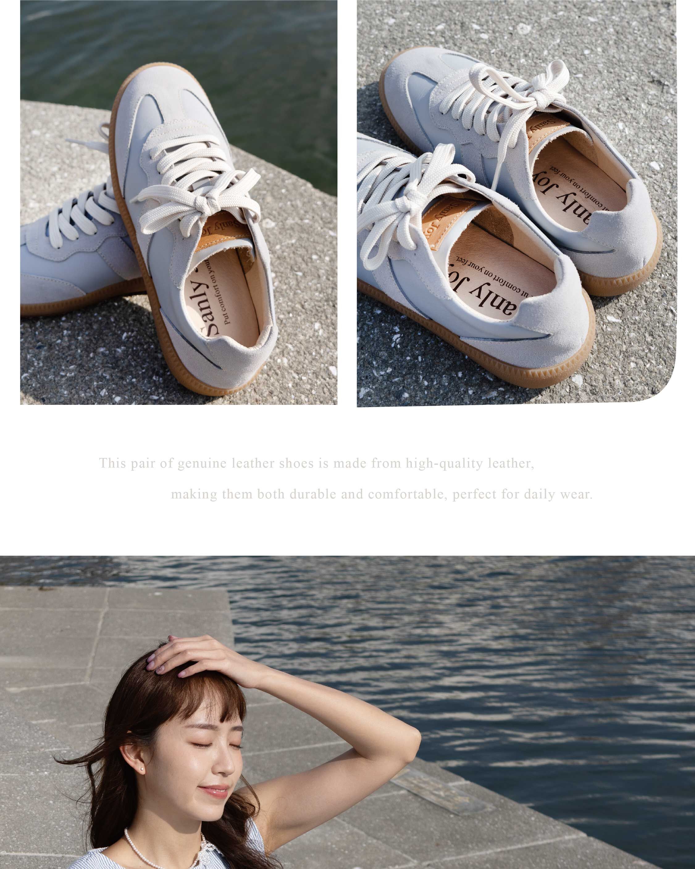 Sanly Joy 艾蜜莉真皮德訓鞋 天空藍復古德訓鞋細節展示