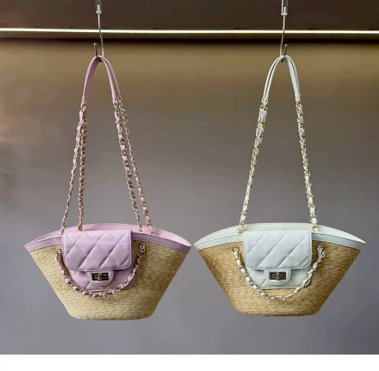 香風真皮+手工編織草包