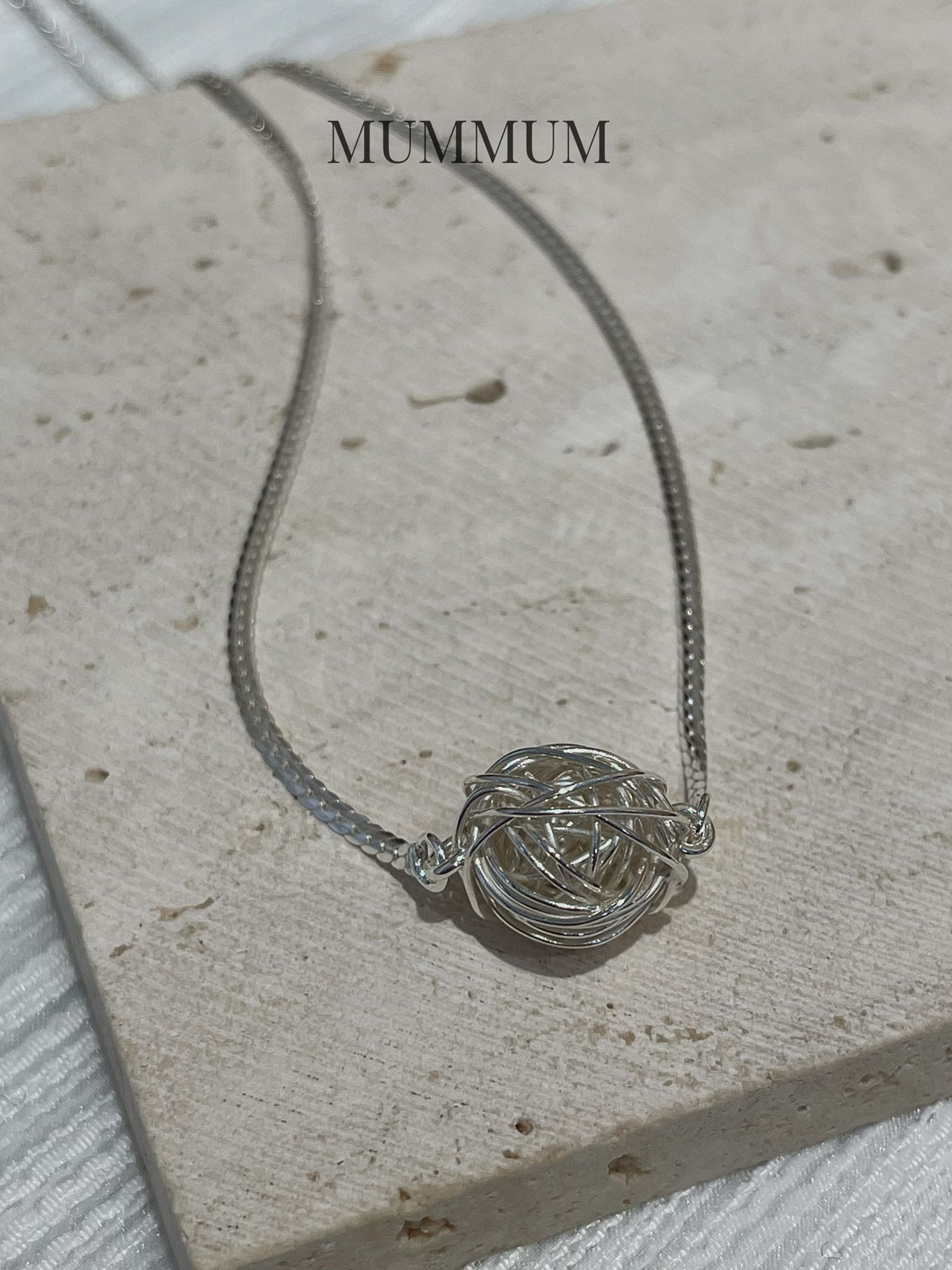 SL13256/網繩球長銀頸鏈