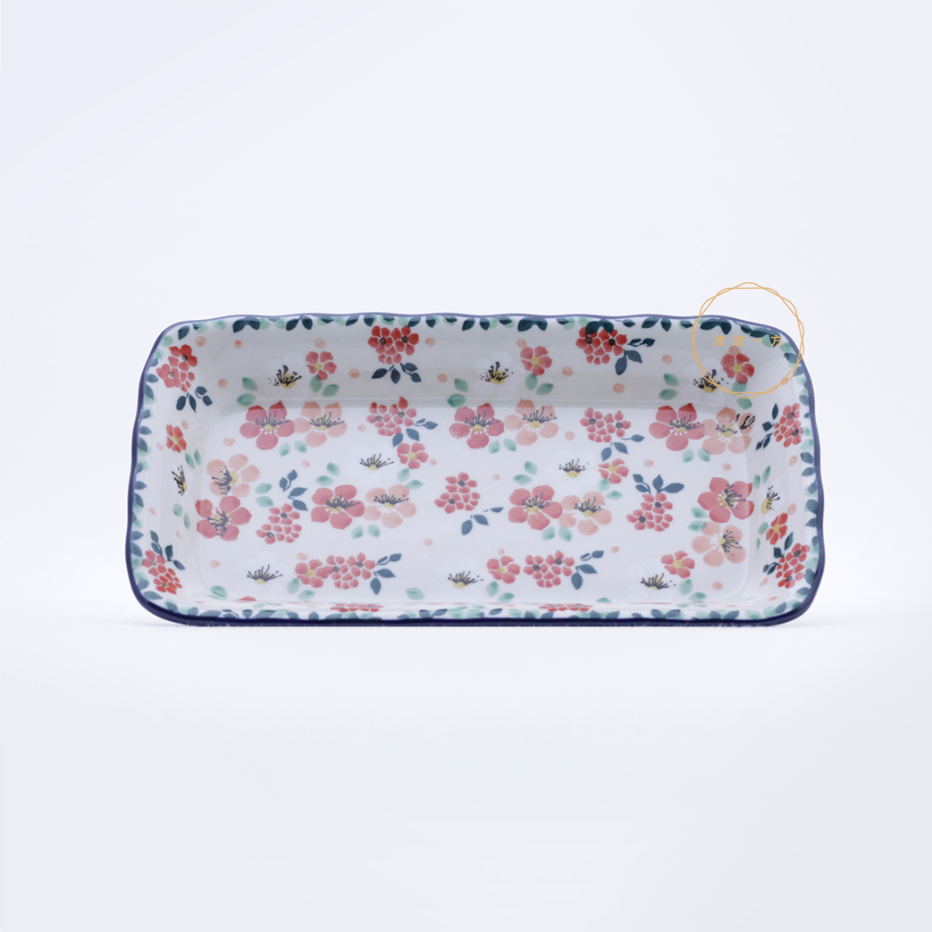 長方盤-23/12.5cm-粉桃迎新