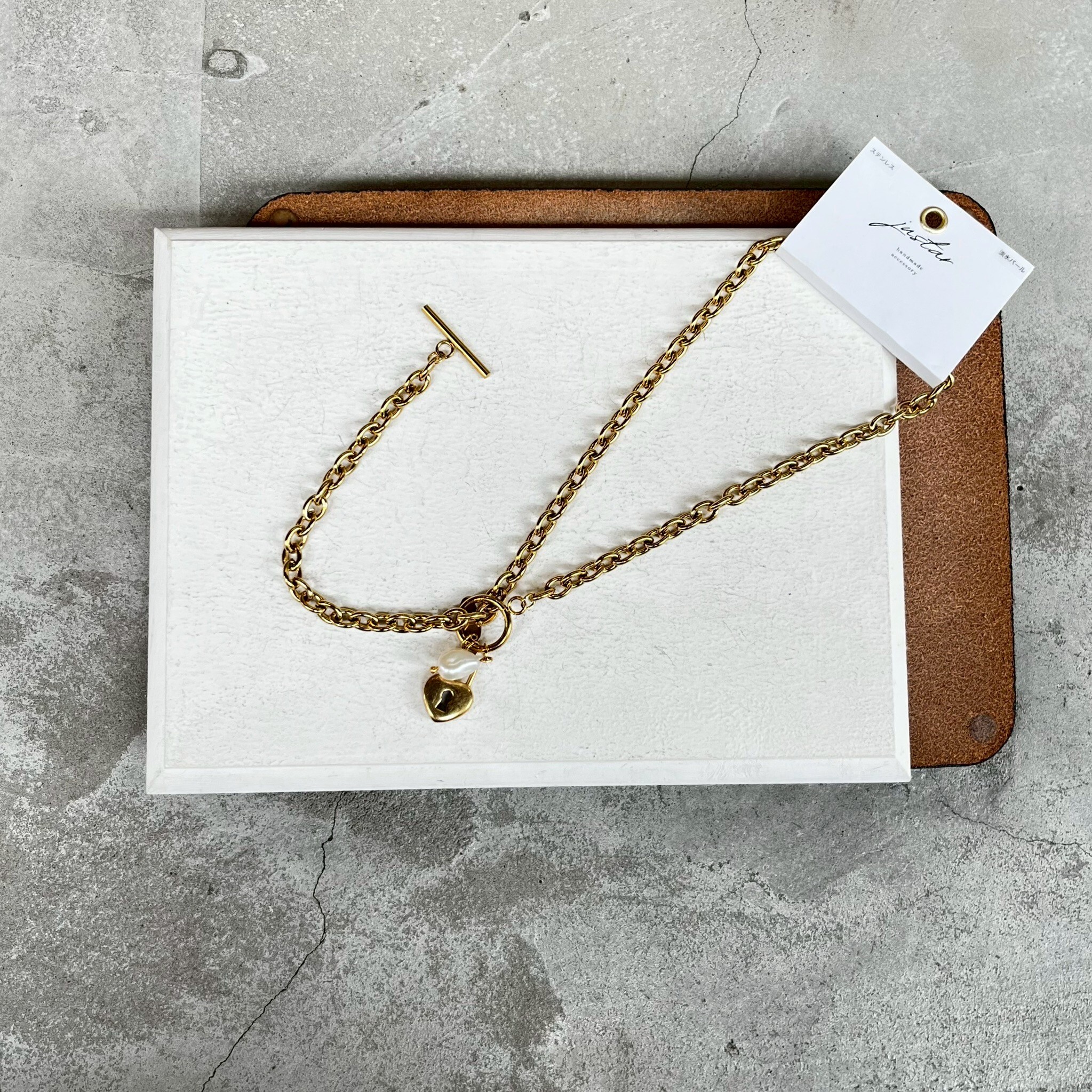 [justar] pearl/heart charm necklace|NO.109