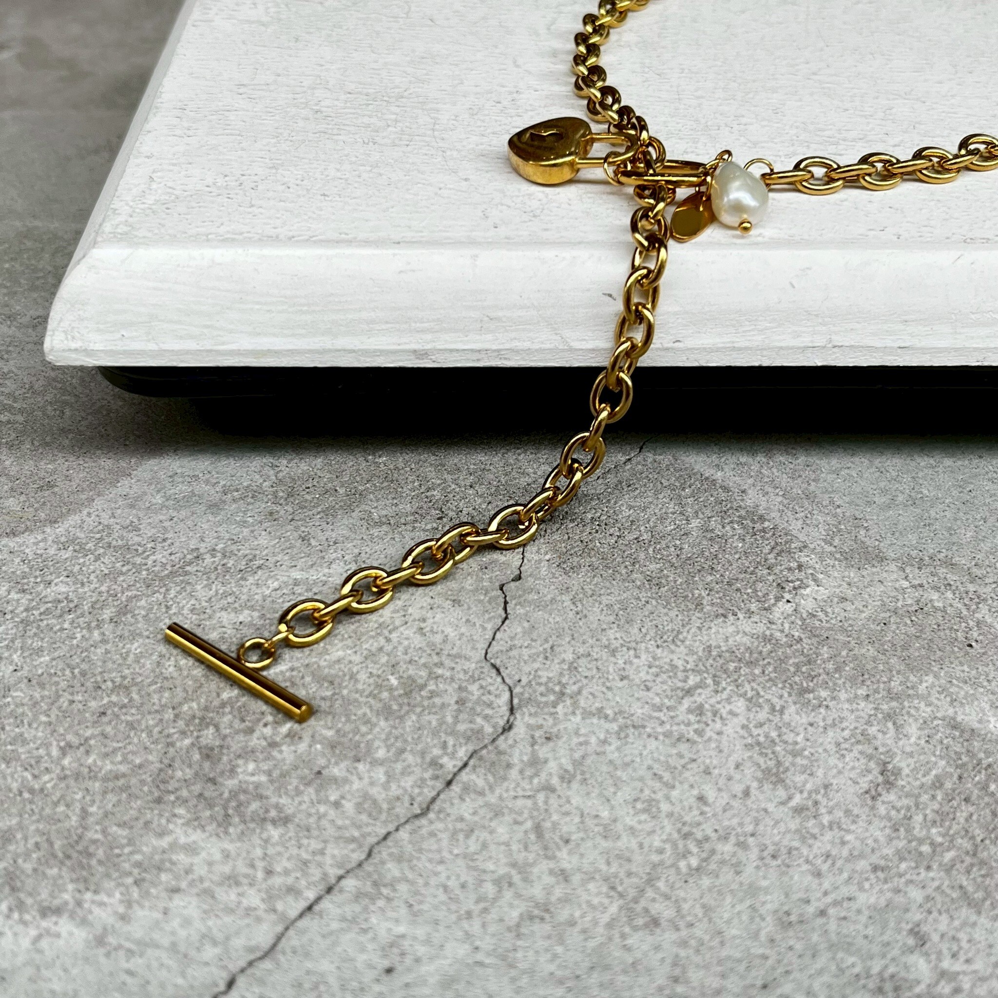 [justar] pearl/heart charm necklace|NO.109