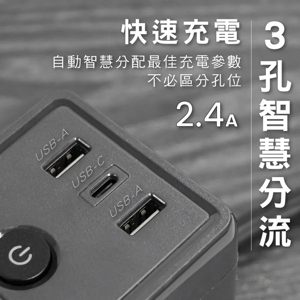 小誠生活3C｜KINYO 3P1開4插立方USB延長線5呎 (SGU-3145) 灰色