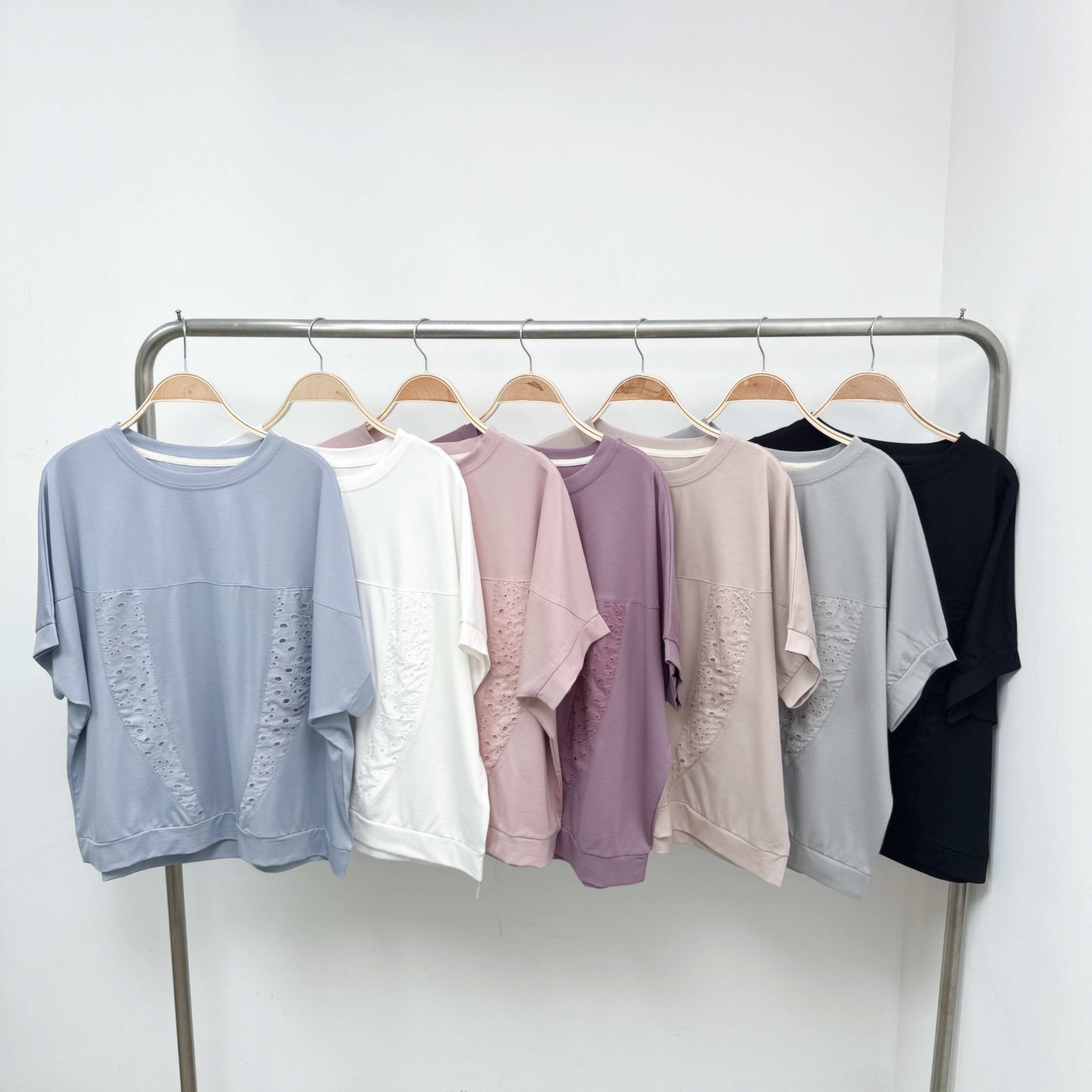 【預訂】通花拼布小蝙蝠袖寬鬆棉TOP (P39-P44&P99)