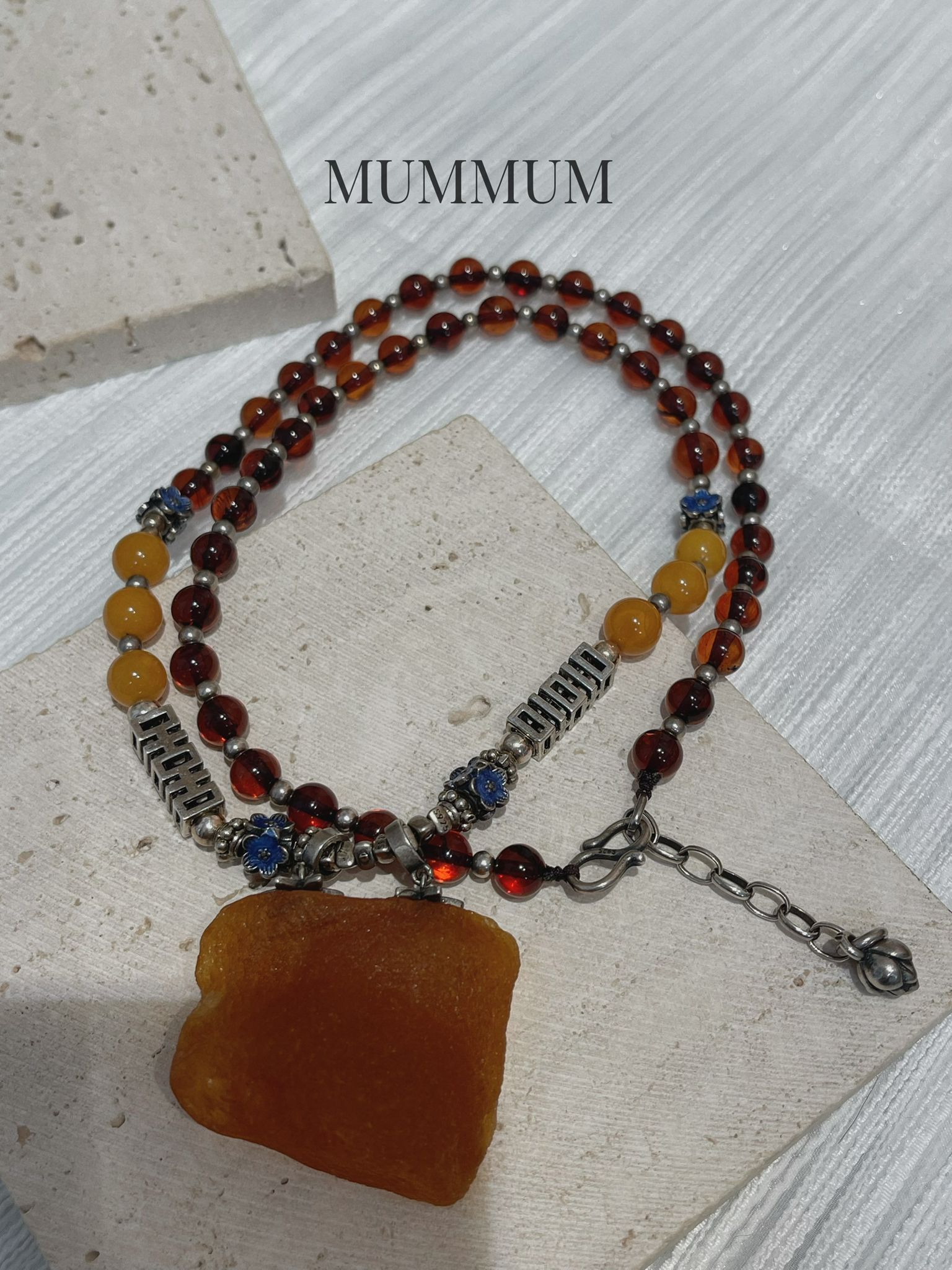 SL13230/民族琥珀大蜜蠟吊墜頸鏈