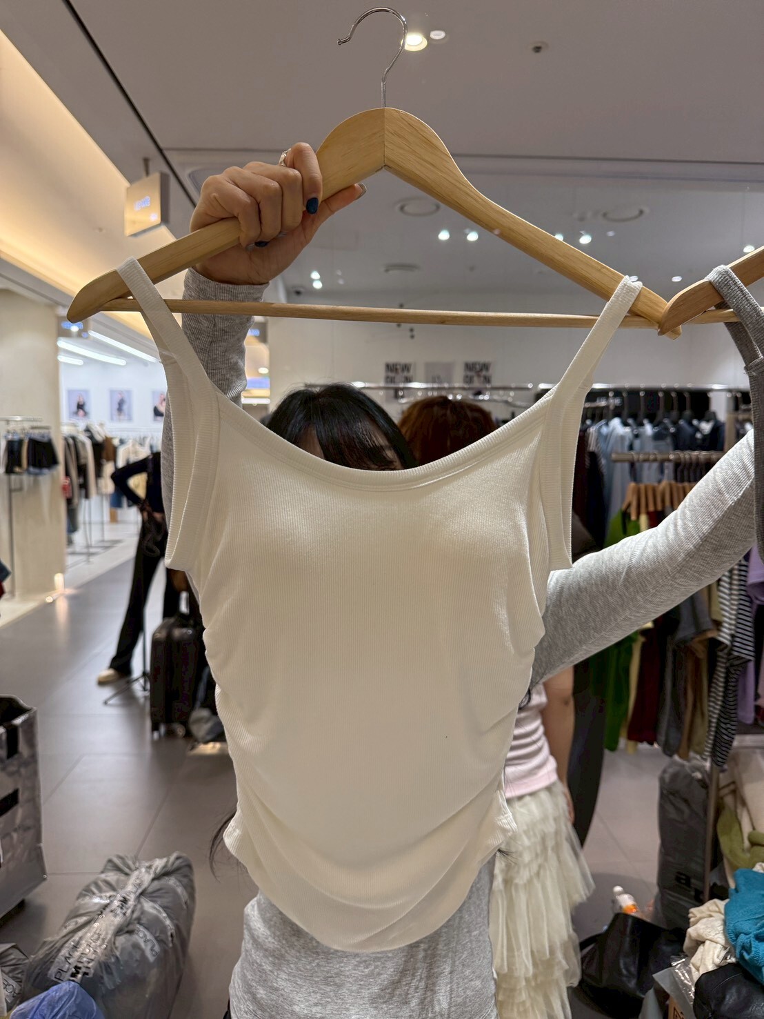 #AF38側抓皺顯瘦Bra Top(灰/白)