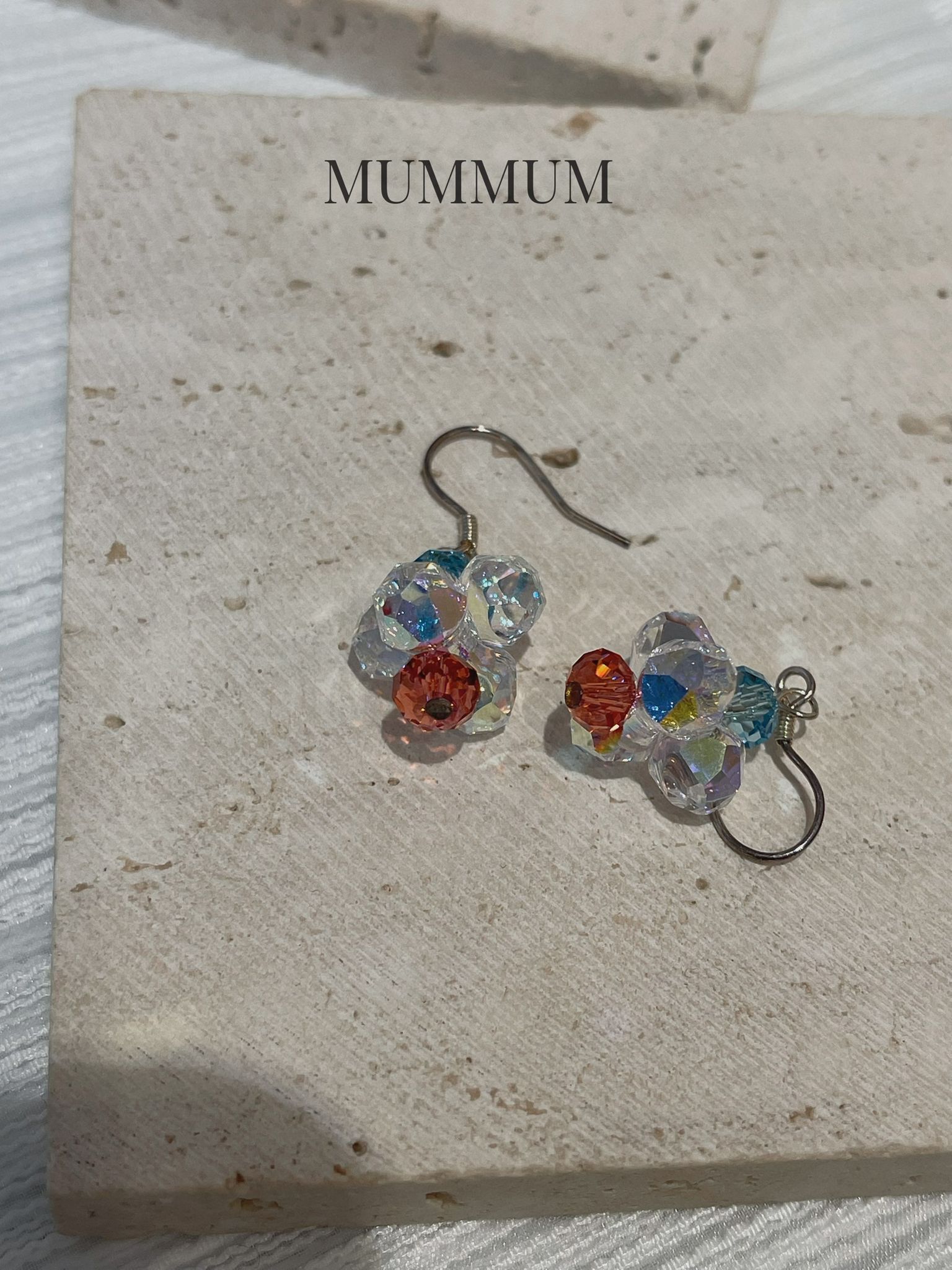 SL13231/甜美彩色水晶圓球耳環