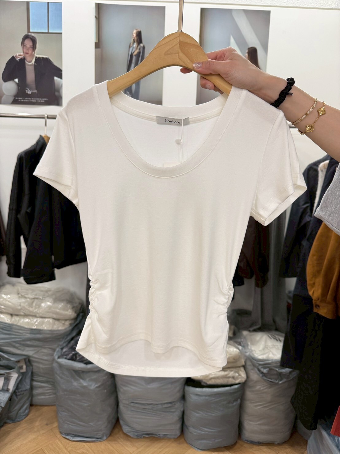 #AF39抓皺造型短Ｔ(灰/白/黑/粉/藍)