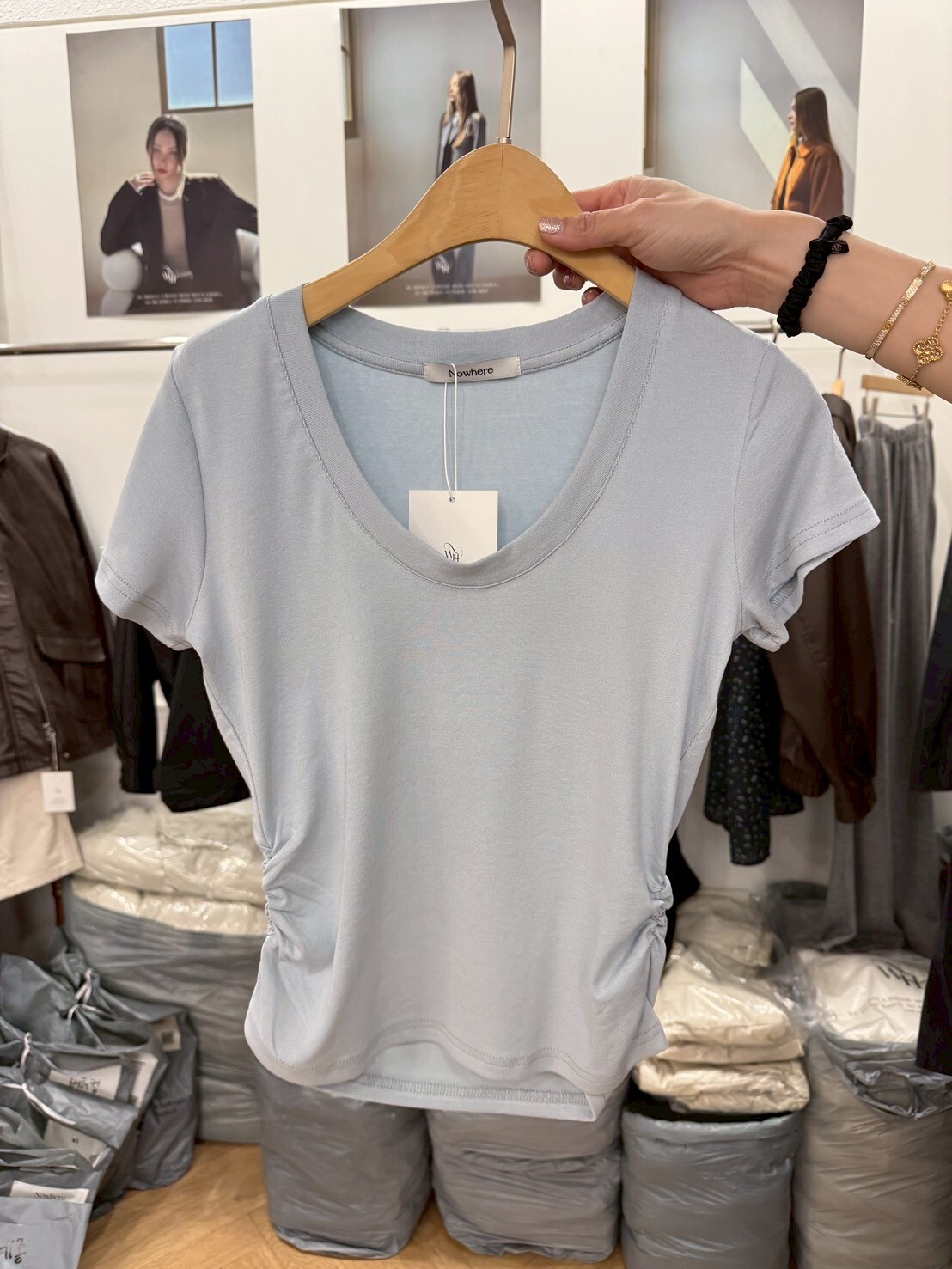 #AF39抓皺造型短Ｔ(灰/白/黑/粉/藍)